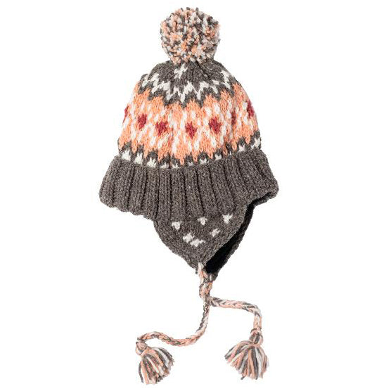 Chilly Dog Peach Fair Isle Fleece-Lined Wool Hat