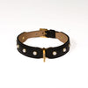 Leather Dog Collar in Black - Pearl, Made in Italy