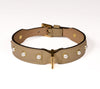 Leather Dog Collar in Mud - Pearl, Made in Italy