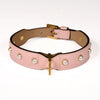 Leather Dog Collar in Pink - Pearl, Made in Italy