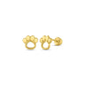 14K Gold Paw Print Stud Earrings with Screw Backs