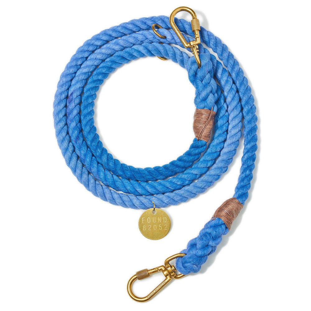 Periwinkle Cotton Rope Dog Leash, Adjustable - Found My Animal