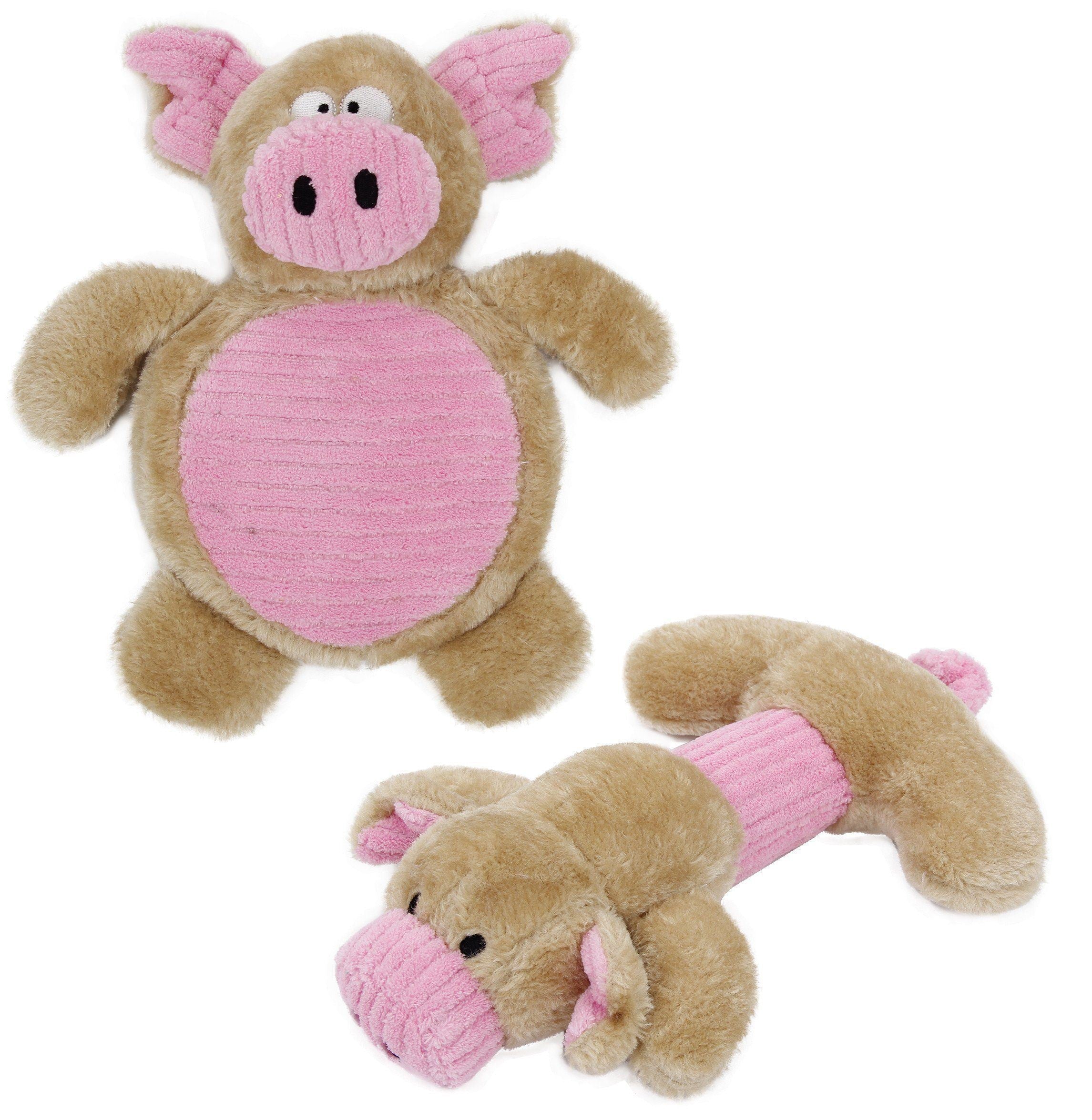 Pet Life 2-piece Dual Squeaker and Plush Animal Dog Toy Set