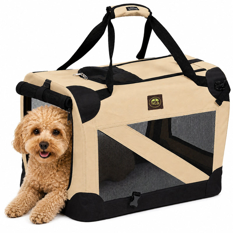 Pet Life 360 degrees Vista View Zippered Soft Folding Collapsible Durable Metal Framed Pet Dog Crate House Carrier
