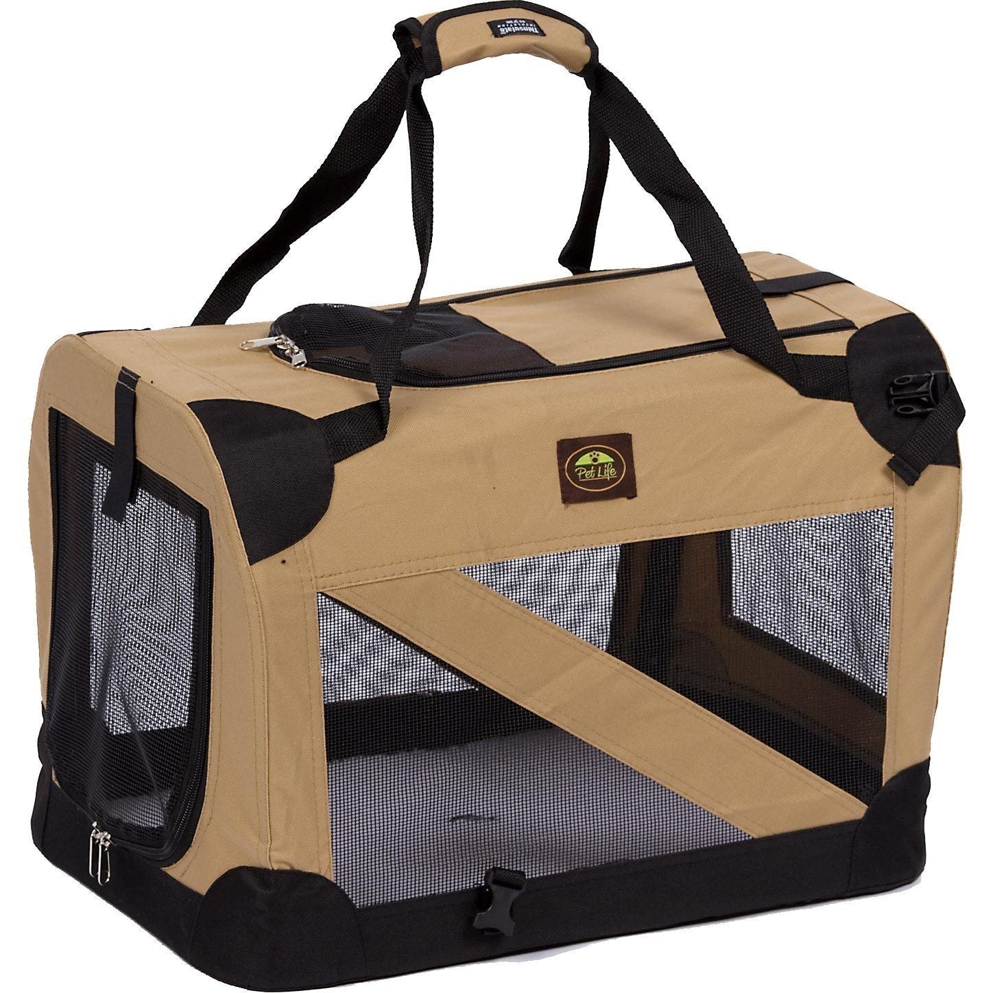 Pet Life 360 degrees Vista View Zippered Soft Folding Collapsible Durable Metal Framed Pet Dog Crate House Carrier