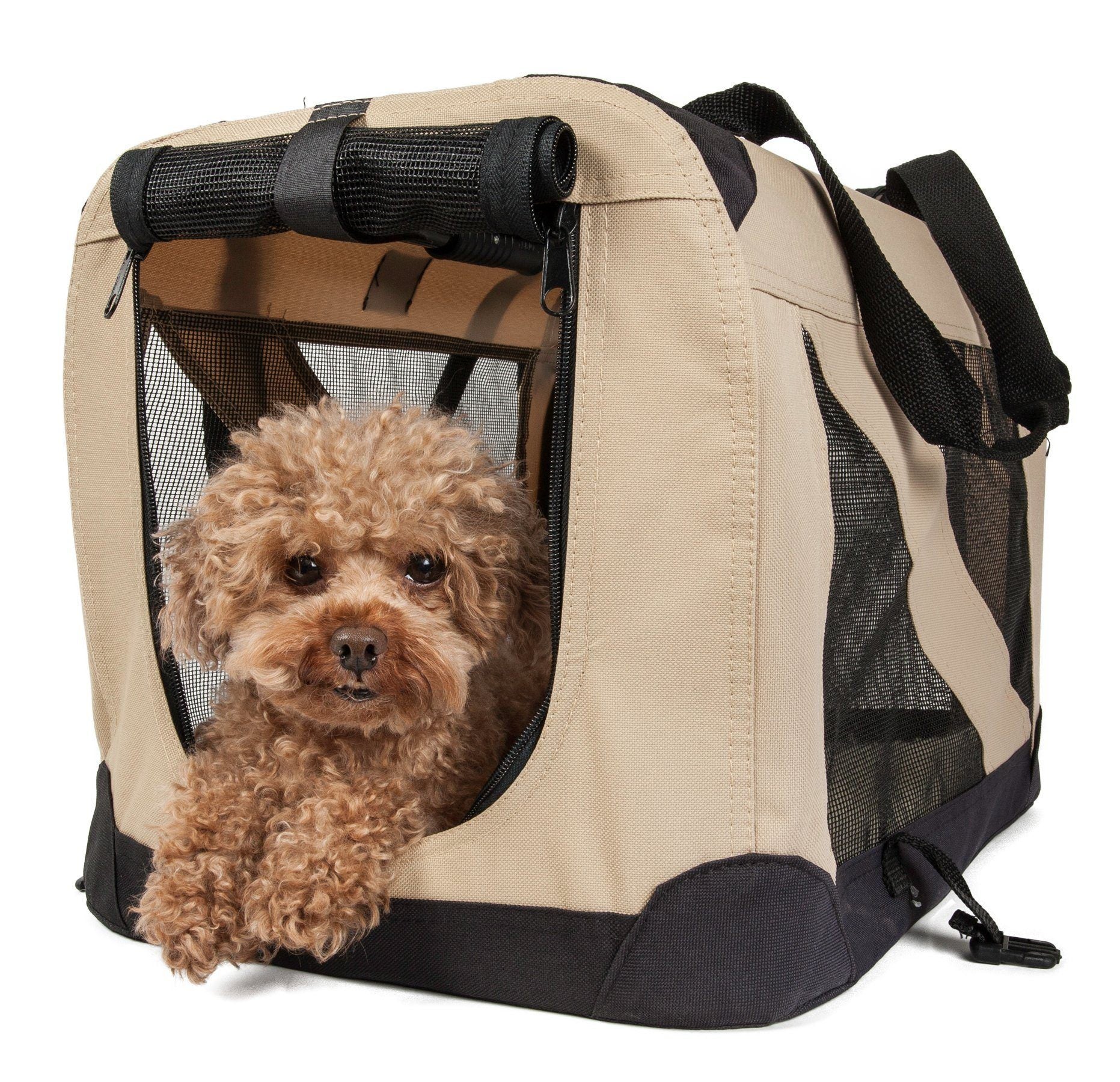 Pet Life 360 degrees Vista View Zippered Soft Folding Collapsible Durable Metal Framed Pet Dog Crate House Carrier
