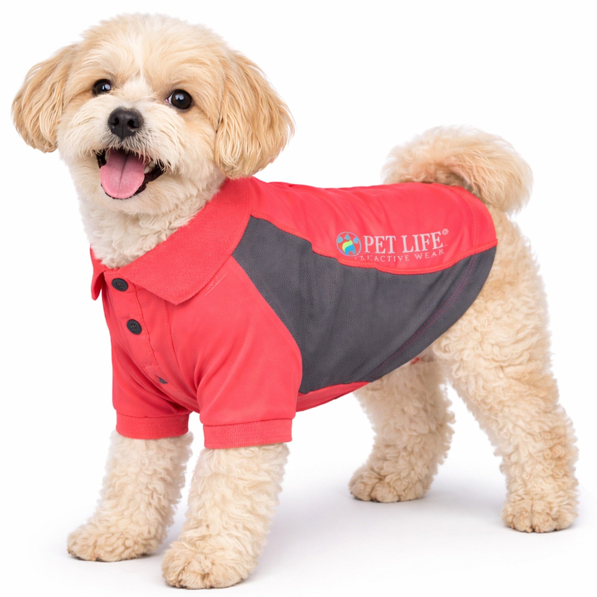 Pet Life Active Barko Pawlo Relax-Stretch Quick-Drying Performance Dog Polo T-Shirt | HT Animal Supply