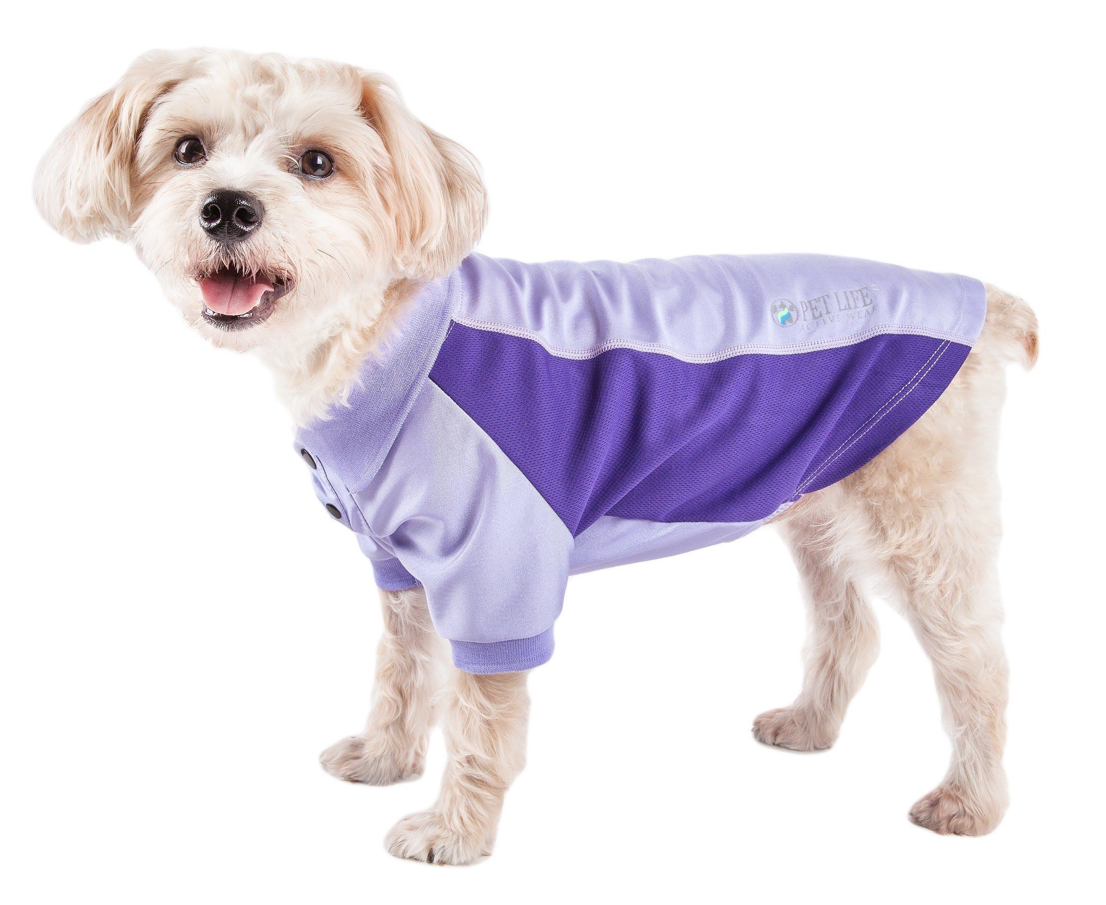 Pet Life Active Barko Pawlo Relax-Stretch Quick-Drying Performance Dog Polo T-Shirt