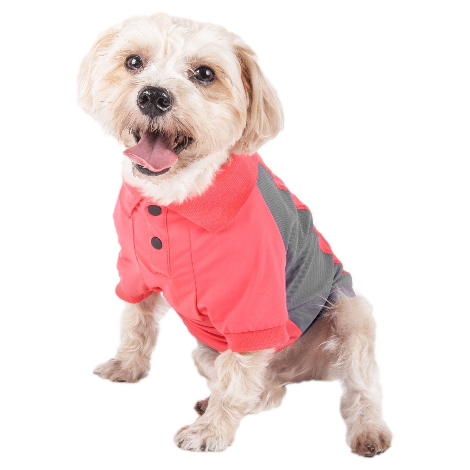 Pet Life Active Barko Pawlo Relax-Stretch Quick-Drying Performance Dog Polo T-Shirt