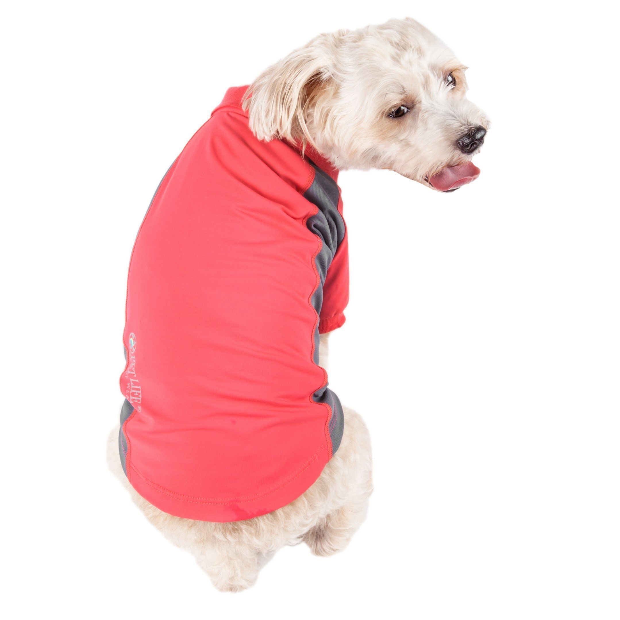 Pet Life Active Barko Pawlo Relax-Stretch Quick-Drying Performance Dog Polo T-Shirt