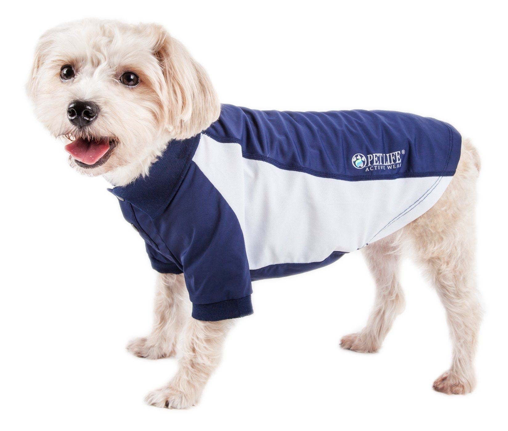Pet Life Active Barko Pawlo Relax-Stretch Quick-Drying Performance Dog Polo T-Shirt