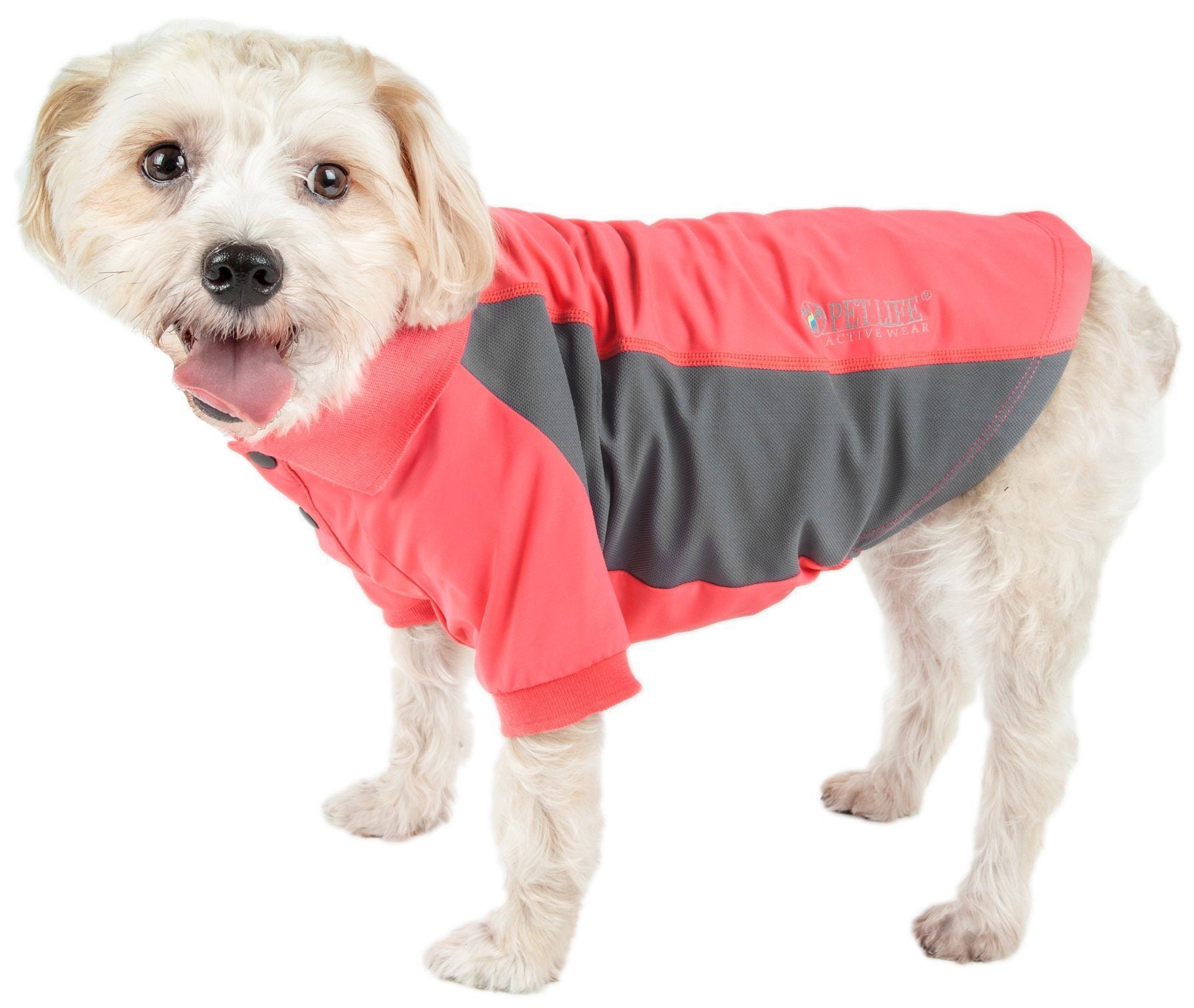 Pet Life Active Barko Pawlo Relax-Stretch Quick-Drying Performance Dog Polo T-Shirt