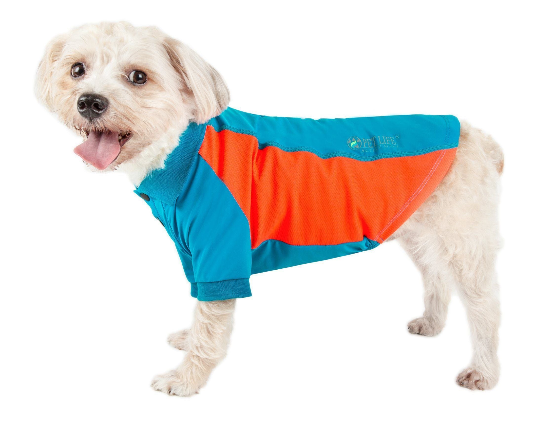 Pet Life ® Active Barko Pawlo Relax-Stretch Quick-Drying Performance Dog Polo T-Shirt