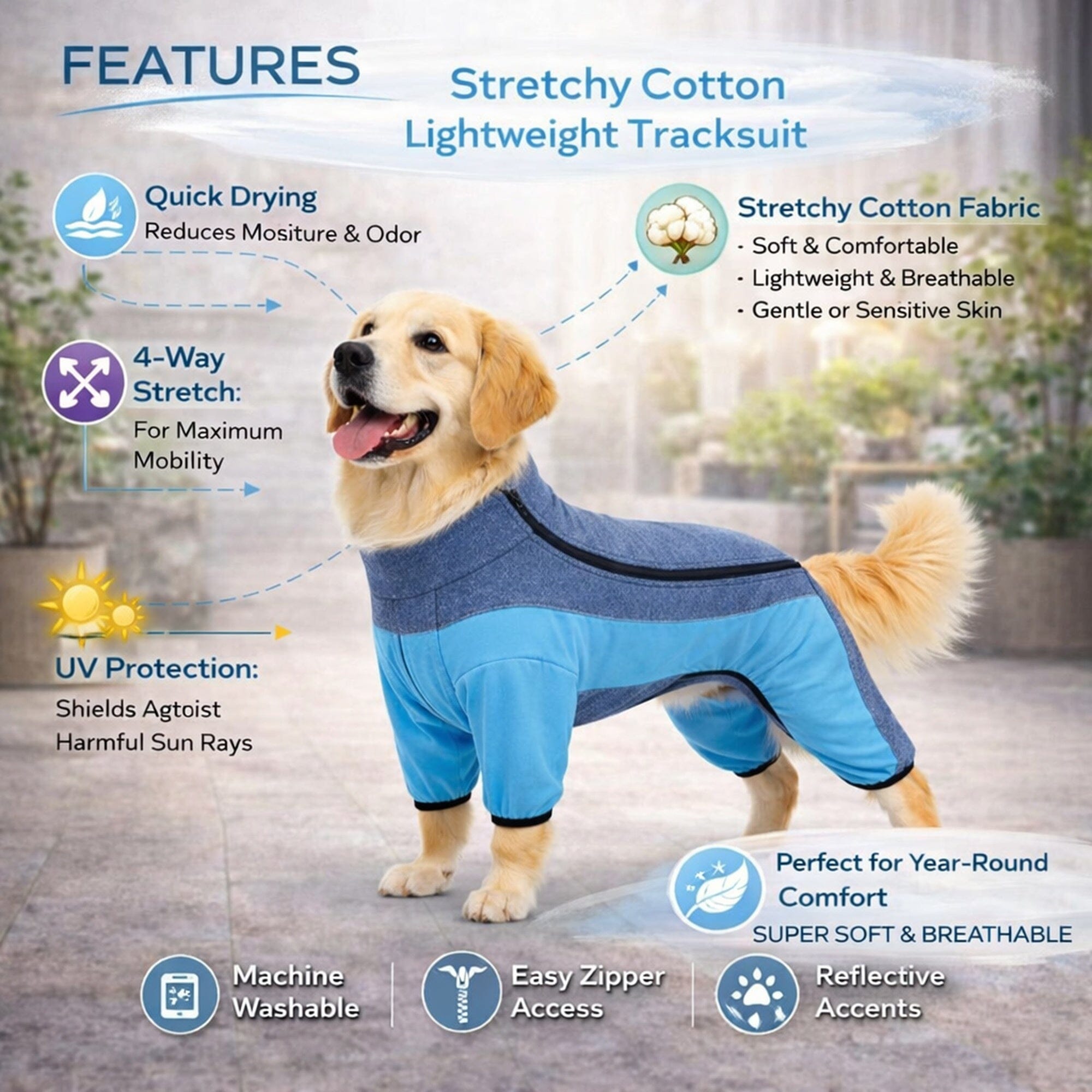 Pet Life Active Chase Pacer Medium-weight 4-Way-Stretch Yoga Fitness Dog Tracksuit | HT Animal Supply