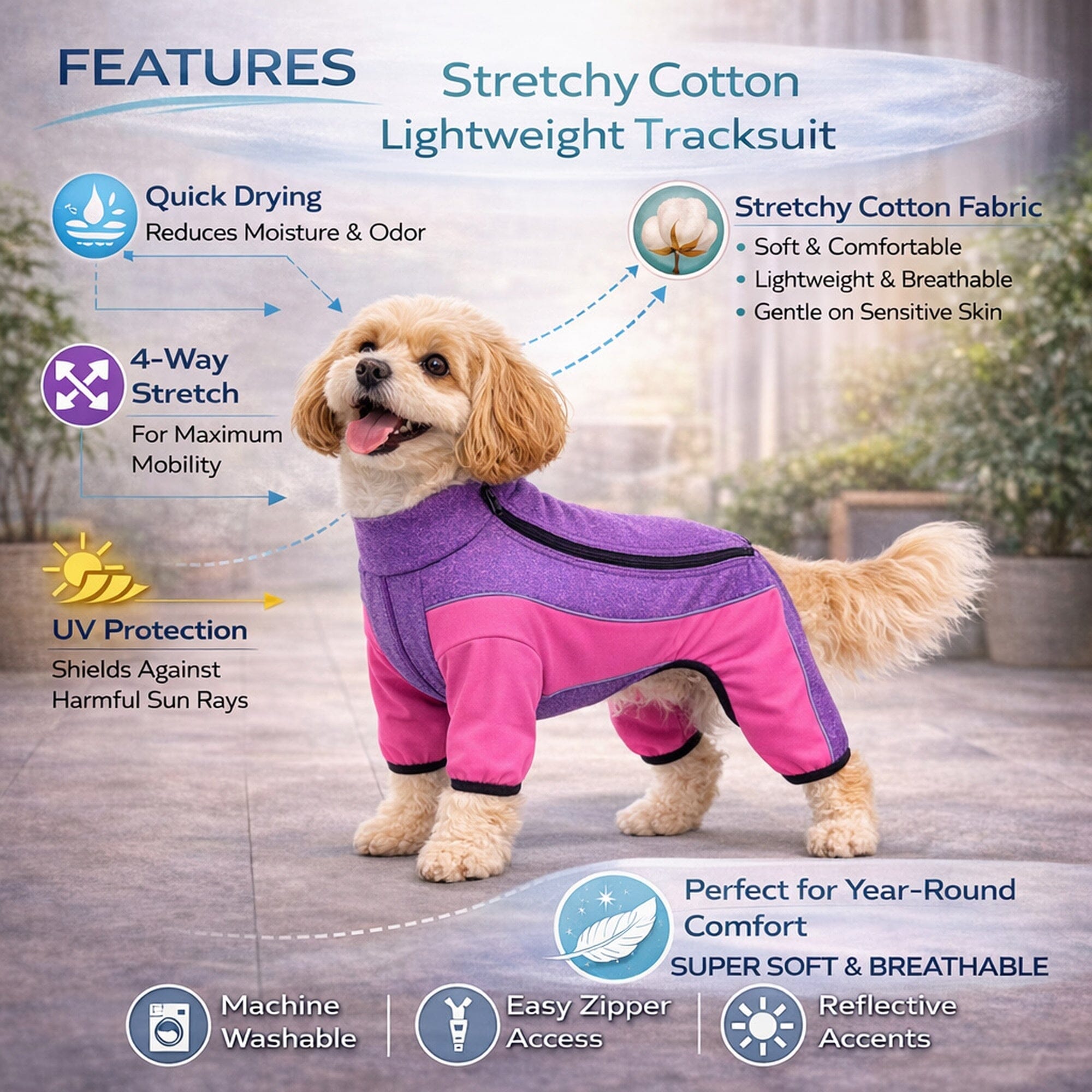 Pet Life Active Chase Pacer Medium-weight 4-Way-Stretch Yoga Fitness Dog Tracksuit | HT Animal Supply