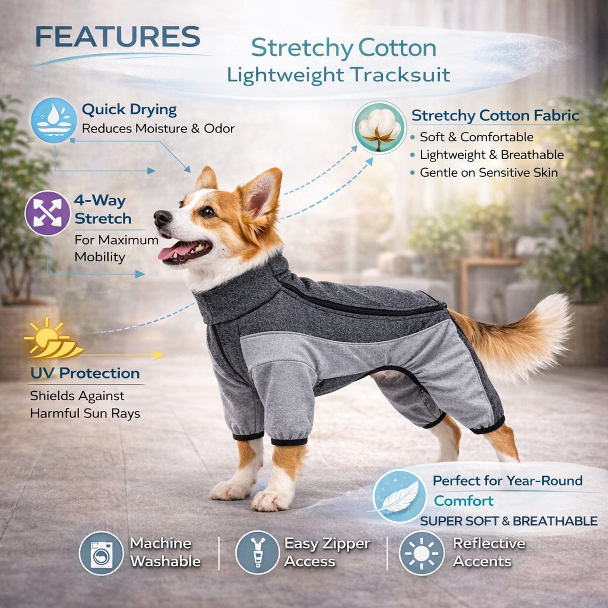 Pet Life Active Chase Pacer Medium-weight 4-Way-Stretch Yoga Fitness Dog Tracksuit | HT Animal Supply