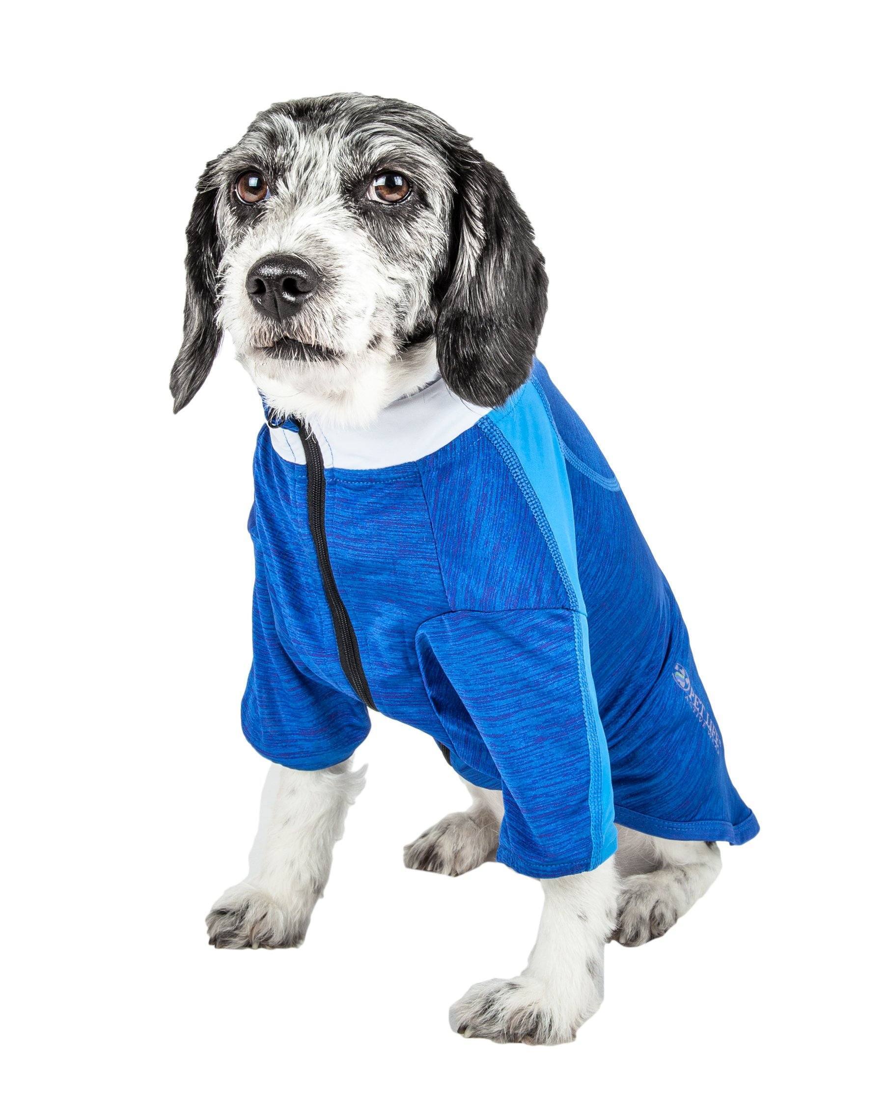 Pet Life Active Chewitt Wagassy 4-Way-Stretch Yoga Fitness Long-Sleeve Dog T-Shirt