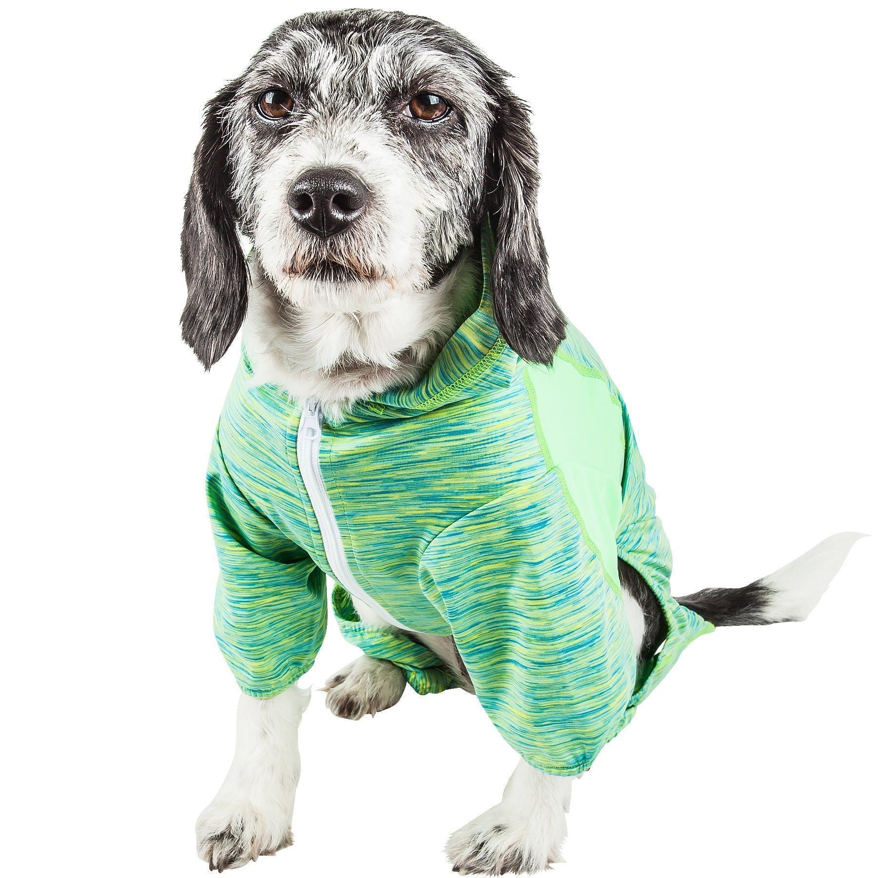 Pet Life Active Downward Dog 4-Way-Stretch Fitness Yoga Dog Tracksuit Hoodie