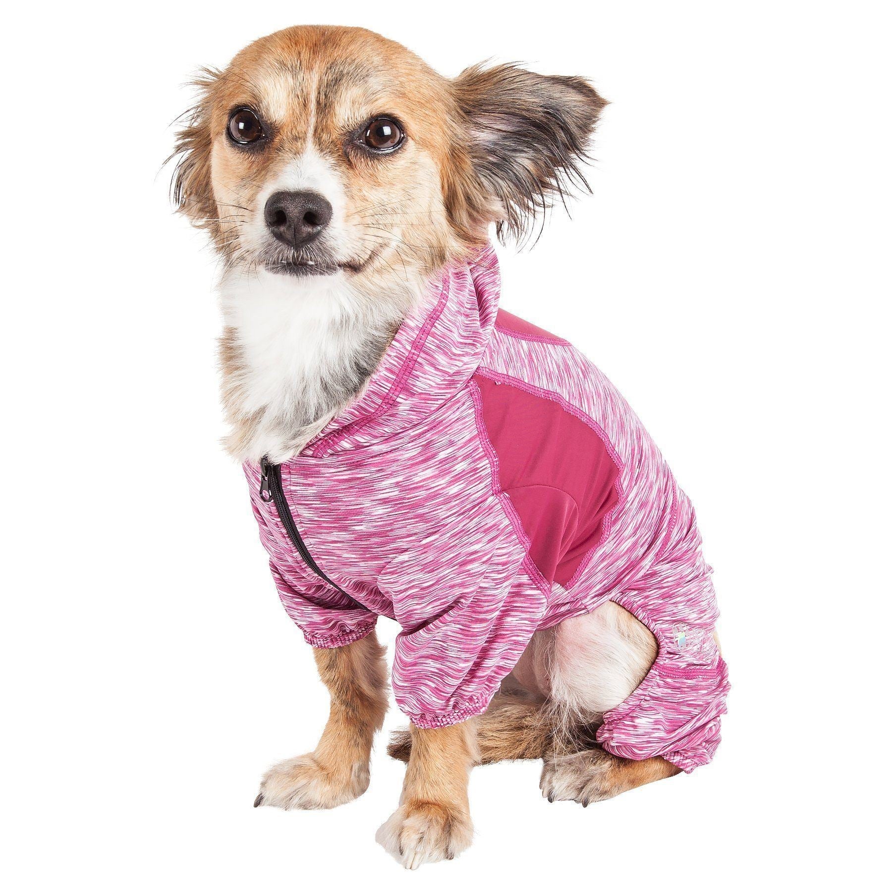 Pet Life Active Downward Dog 4-Way-Stretch Fitness Yoga Dog Tracksuit Hoodie
