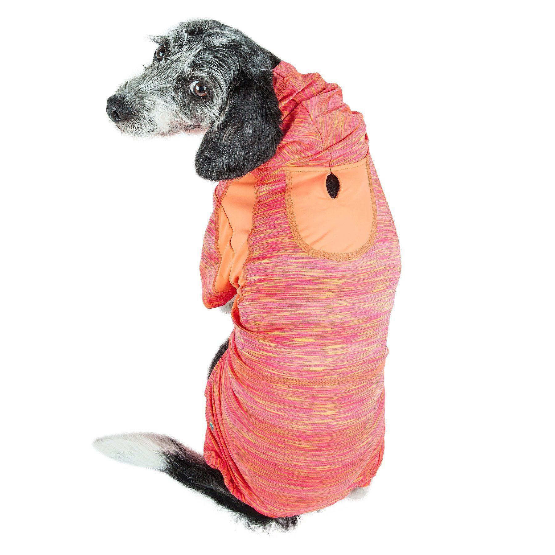 Pet Life Active Downward Dog 4-Way-Stretch Fitness Yoga Dog Tracksuit Hoodie