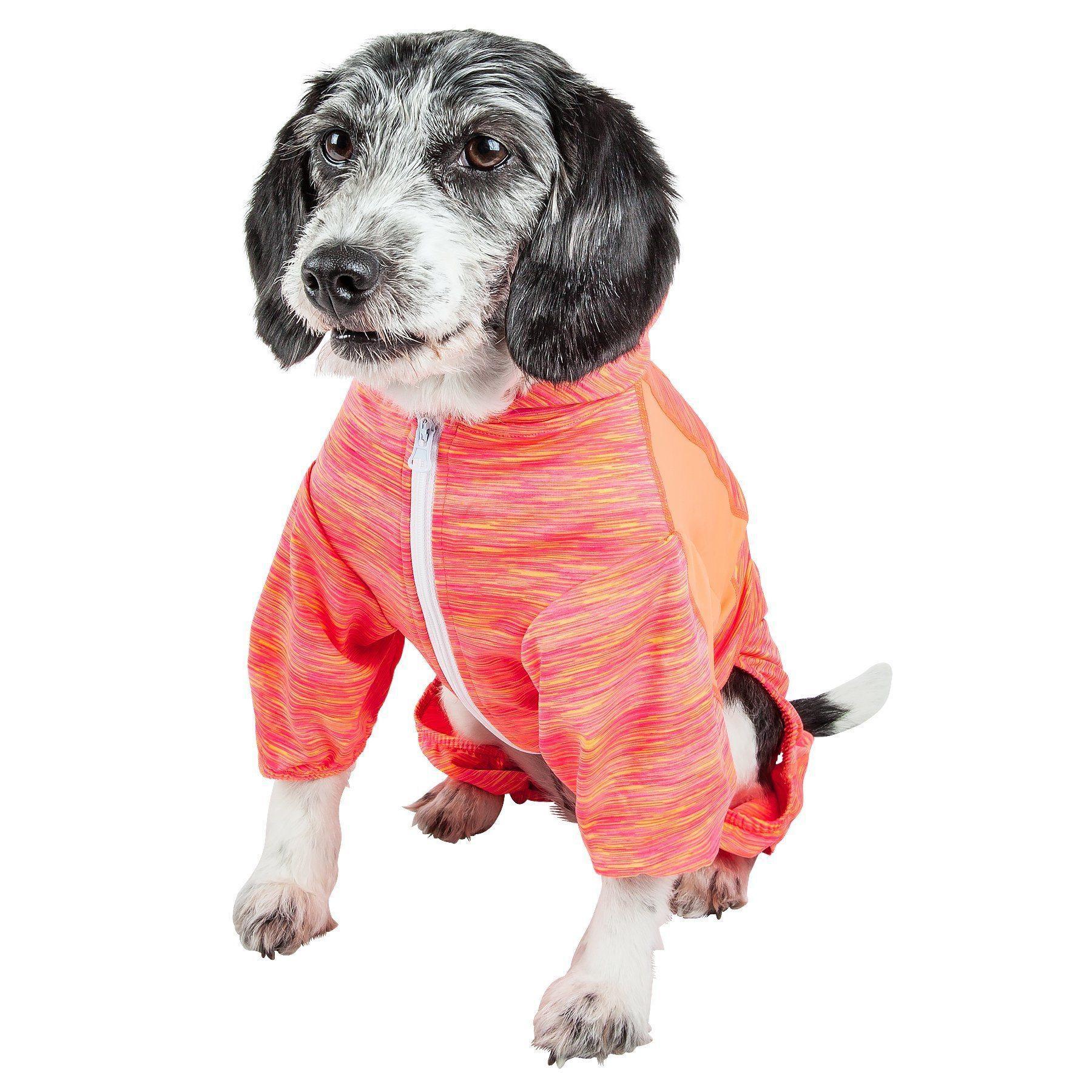 Pet Life Active Downward Dog 4-Way-Stretch Fitness Yoga Dog Tracksuit Hoodie