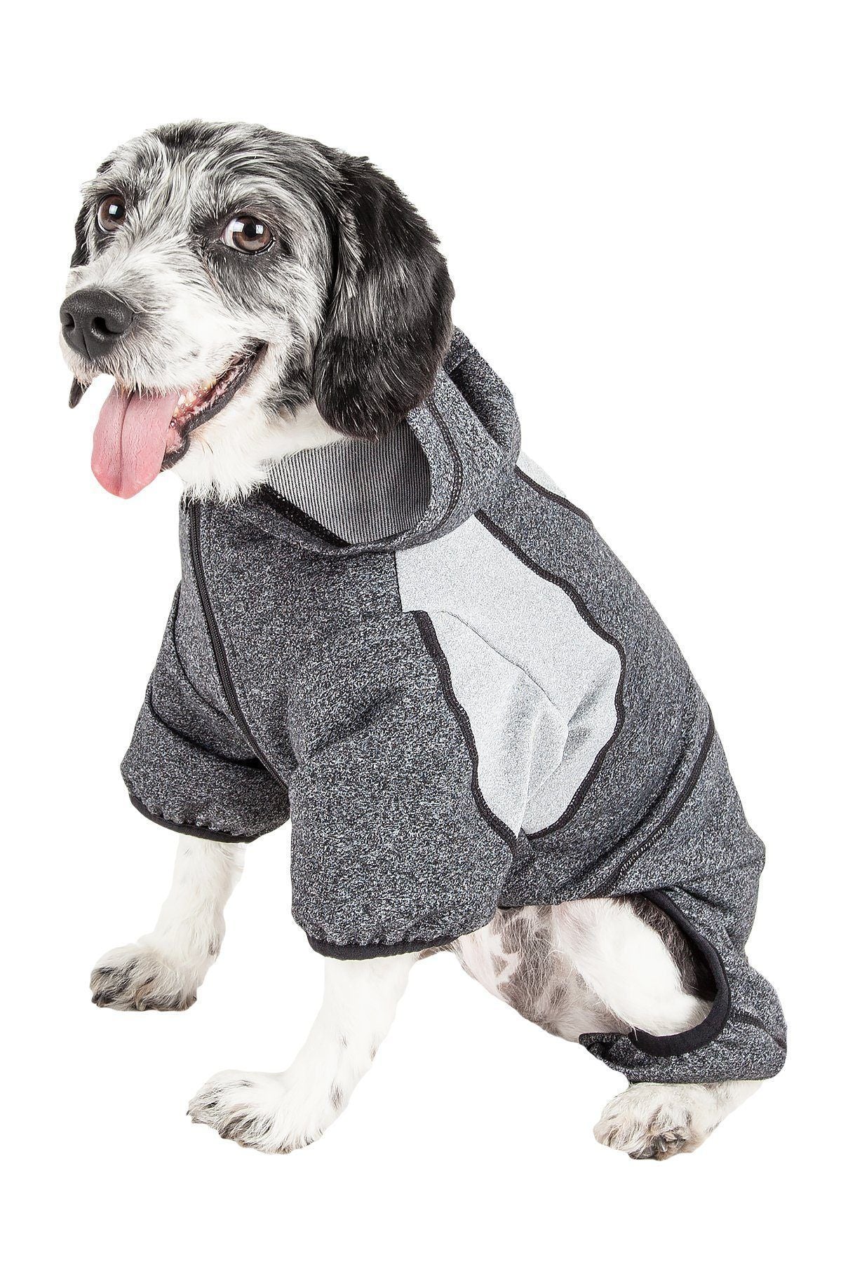 Pet Life ®  Active Fur-Breeze Medium-weight 4-Way-Stretch Full Body Hooded Dog Yoga sweater