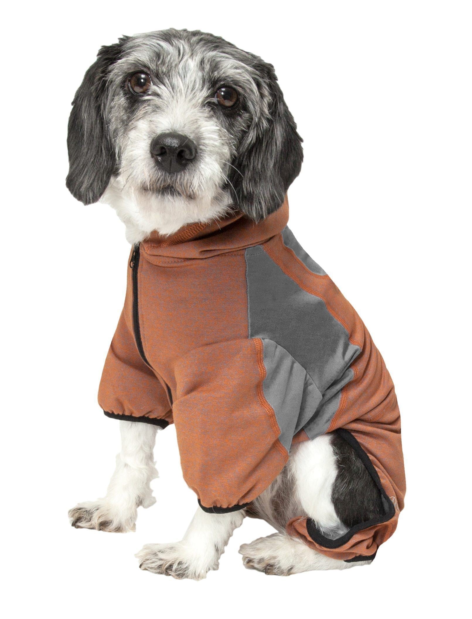 Pet Life ®  Active Fur-Breeze Medium-weight 4-Way-Stretch Full Body Hooded Dog Yoga sweater