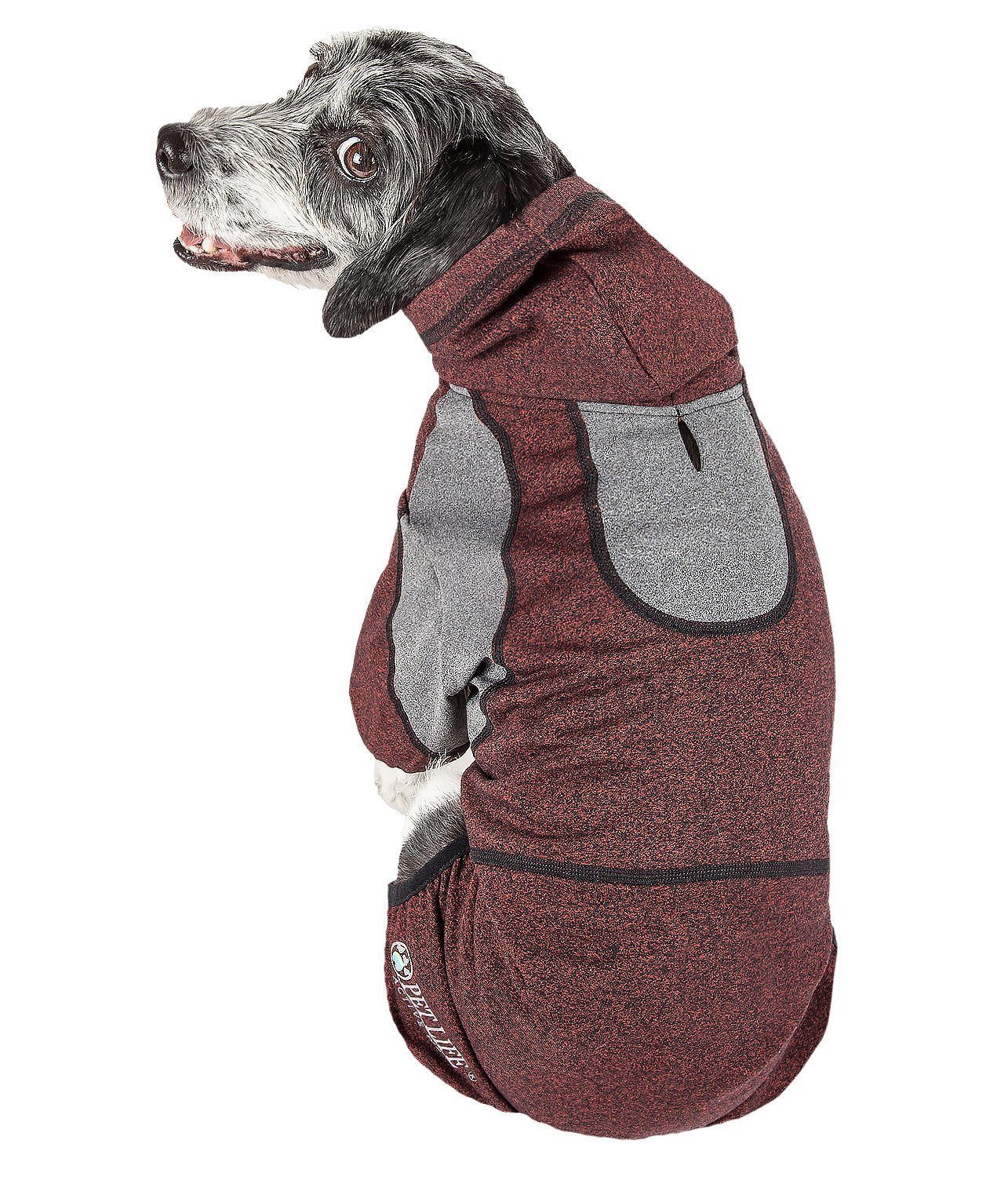 Pet Life ®  Active Fur-Breeze Medium-weight 4-Way-Stretch Full Body Hooded Dog Yoga sweater