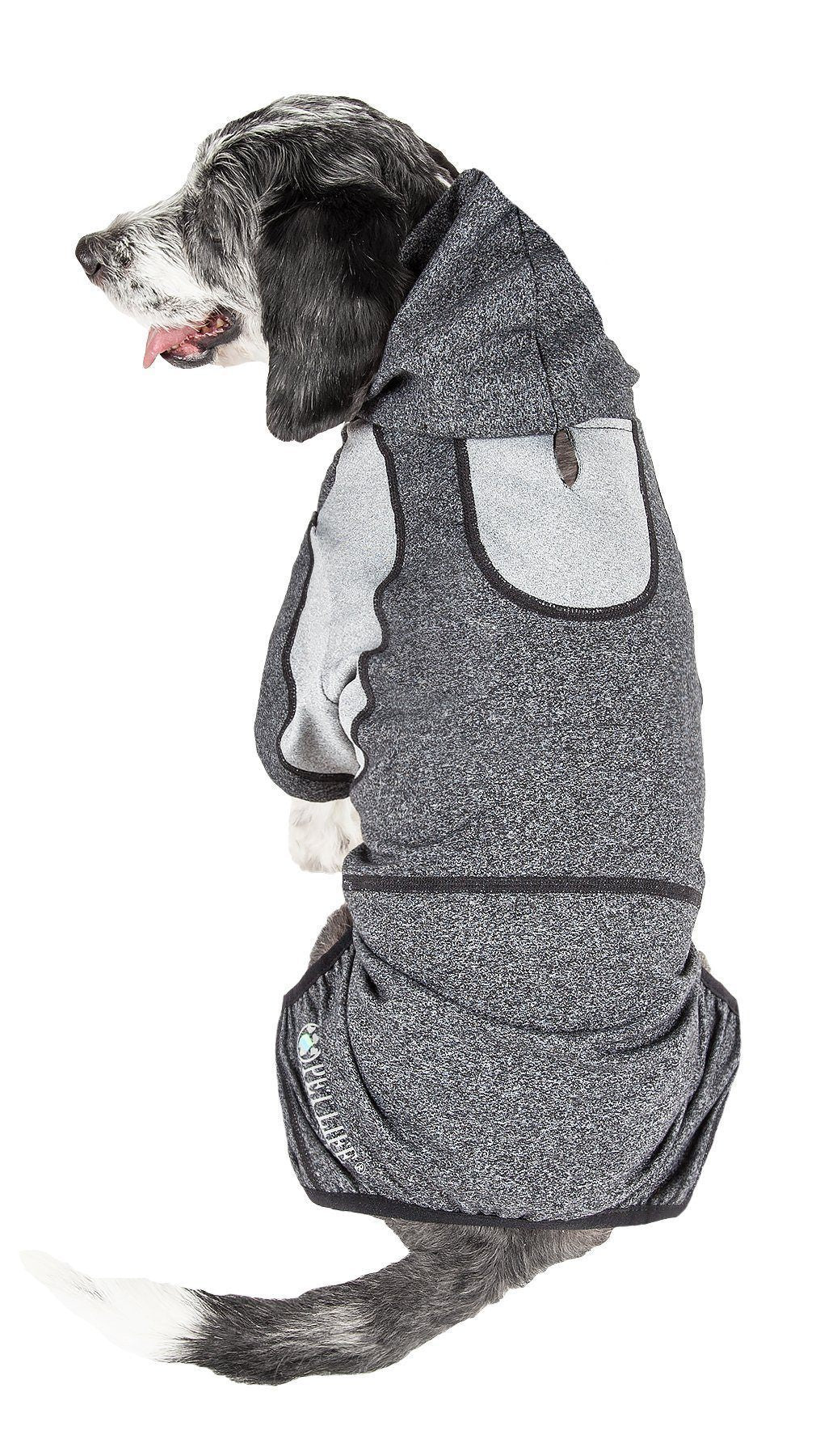 Pet Life ®  Active Fur-Breeze Medium-weight 4-Way-Stretch Full Body Hooded Dog Yoga sweater