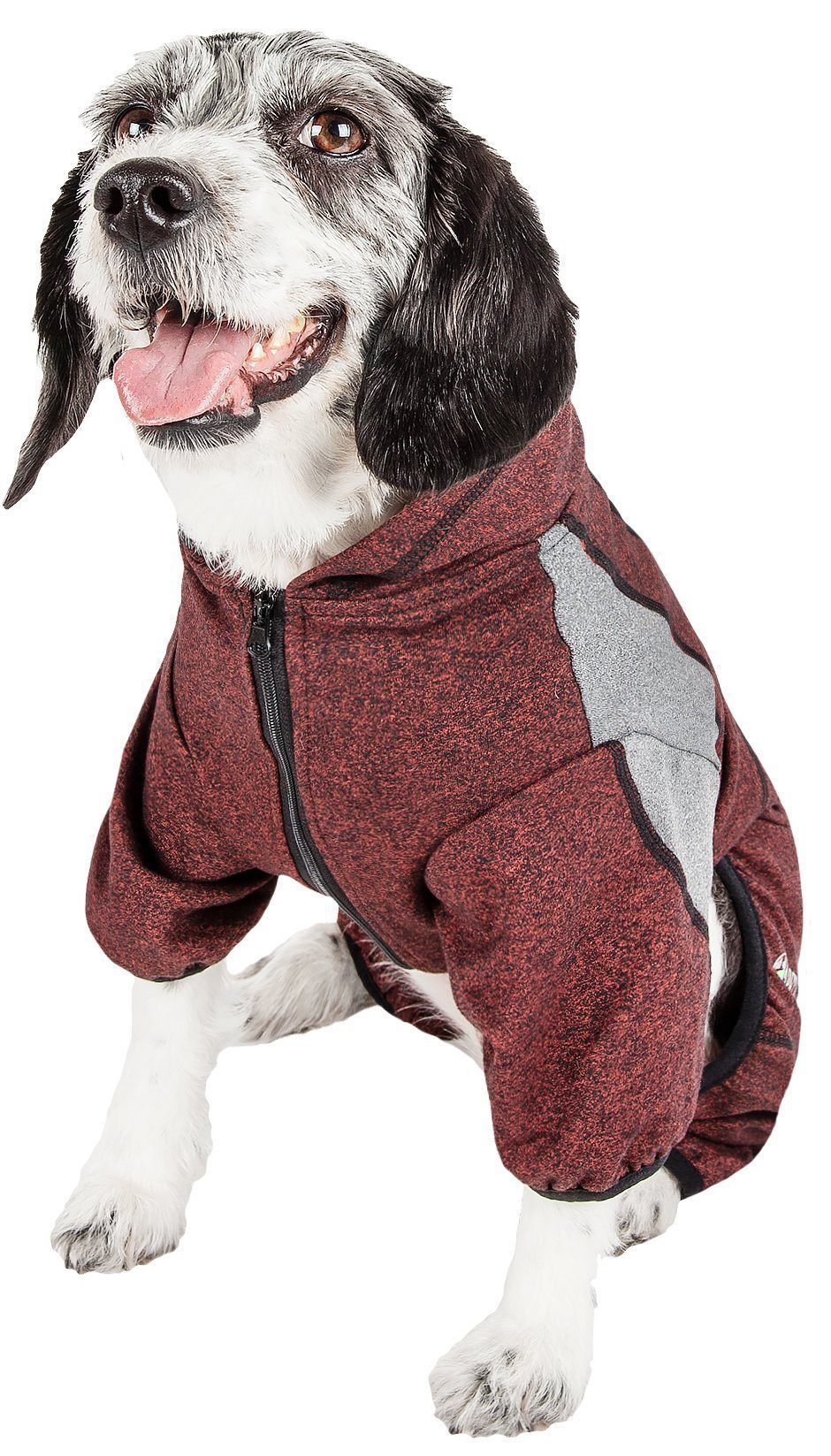 Pet Life ®  Active Fur-Breeze Medium-weight 4-Way-Stretch Full Body Hooded Dog Yoga sweater
