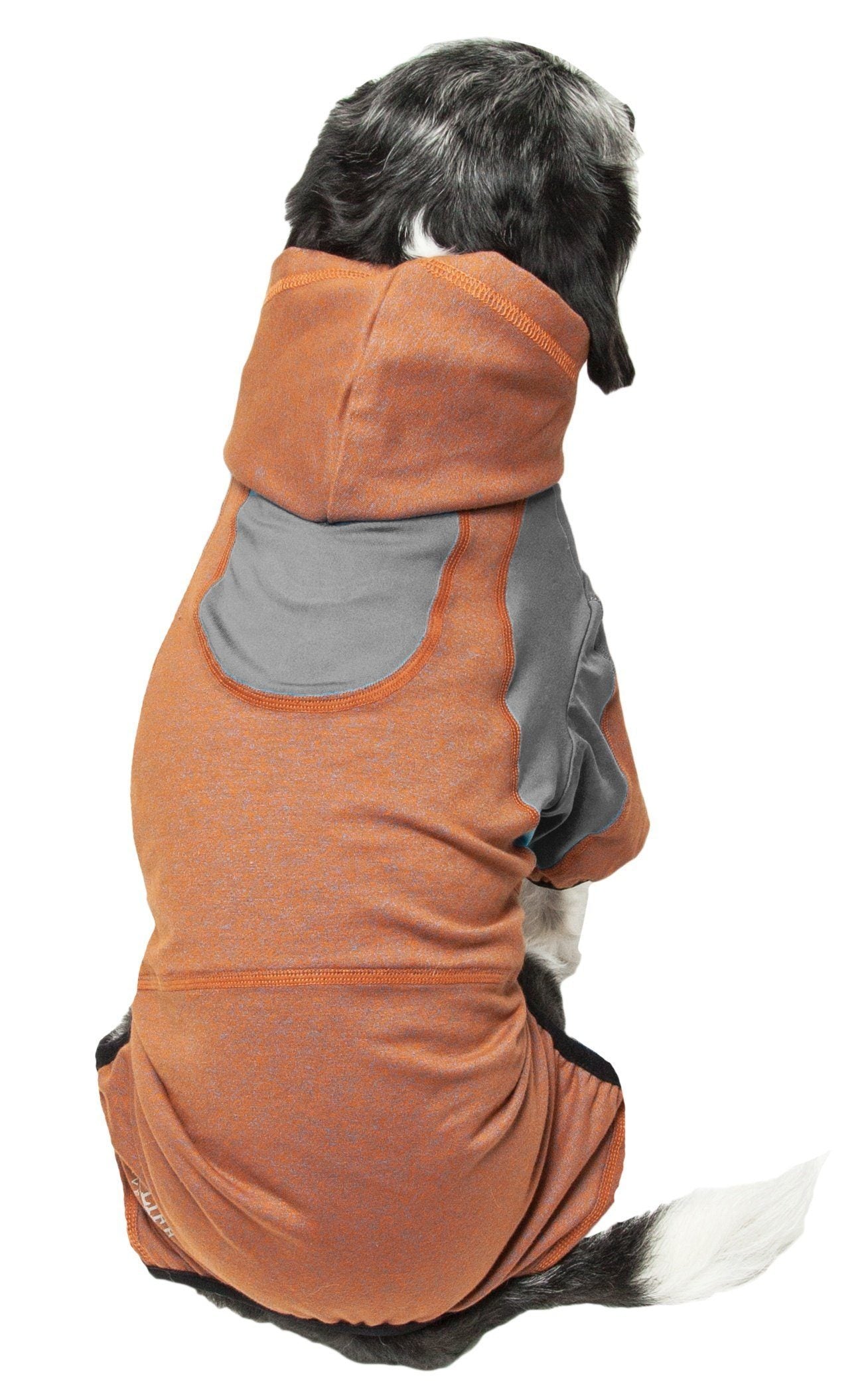 Pet Life ®  Active Fur-Breeze Medium-weight 4-Way-Stretch Full Body Hooded Dog Yoga sweater