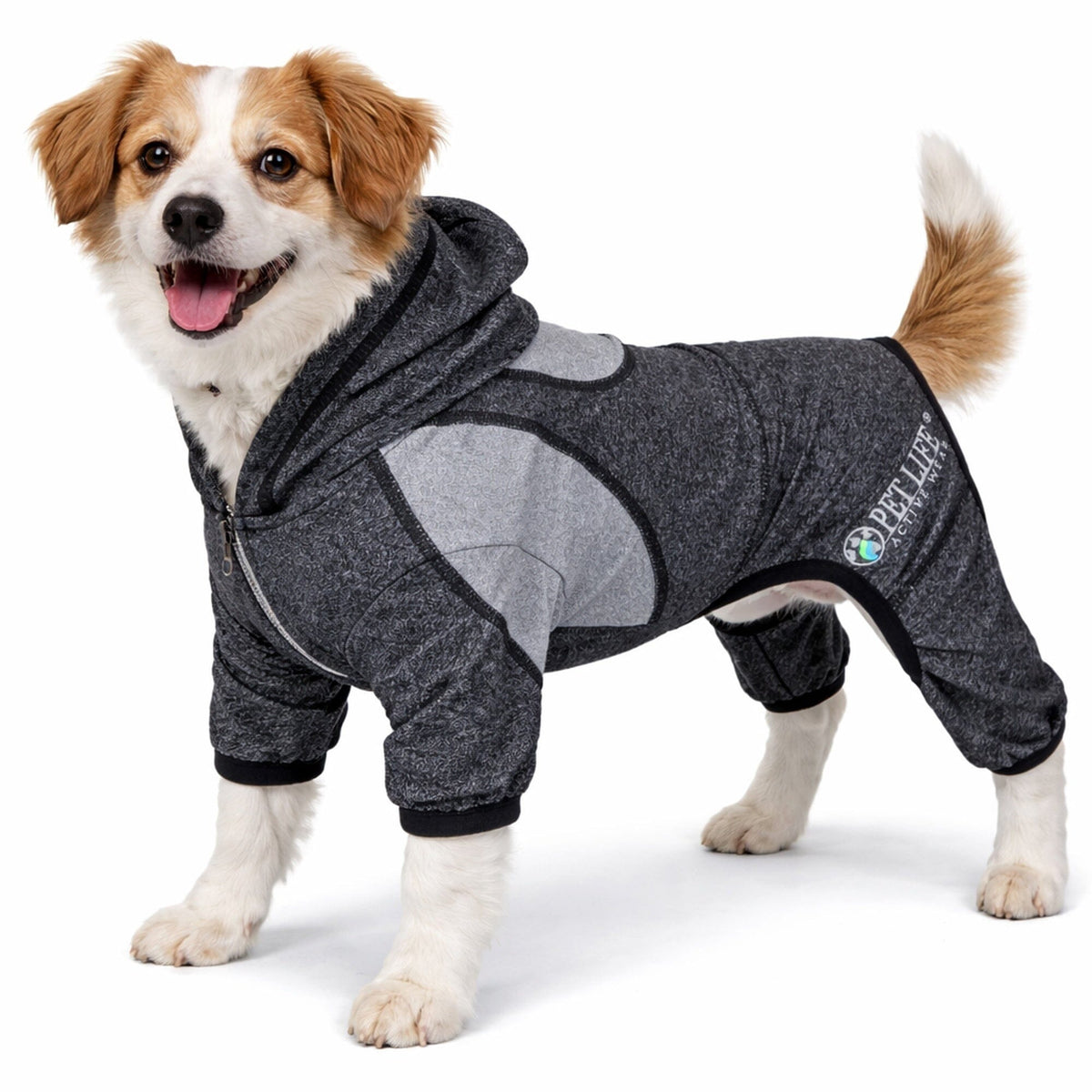 Pet Life Active Fur-Breeze Medium-weight 4-Way-Stretch Full Body Hooded Dog Yoga sweater | HT Animal Supply
