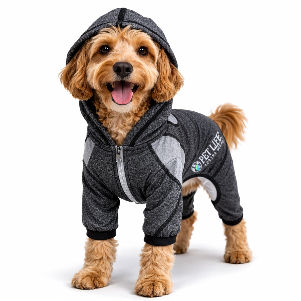 Pet Life Active Fur-Breeze Medium-weight 4-Way-Stretch Full Body Hooded Dog Yoga sweater | HT Animal Supply