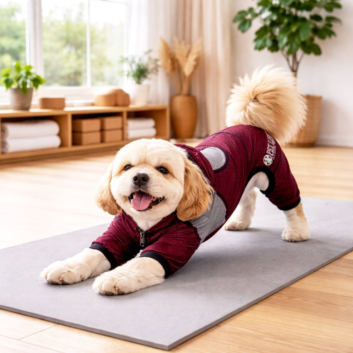 Pet Life Active Fur-Breeze Medium-weight 4-Way-Stretch Full Body Hooded Dog Yoga sweater | HT Animal Supply