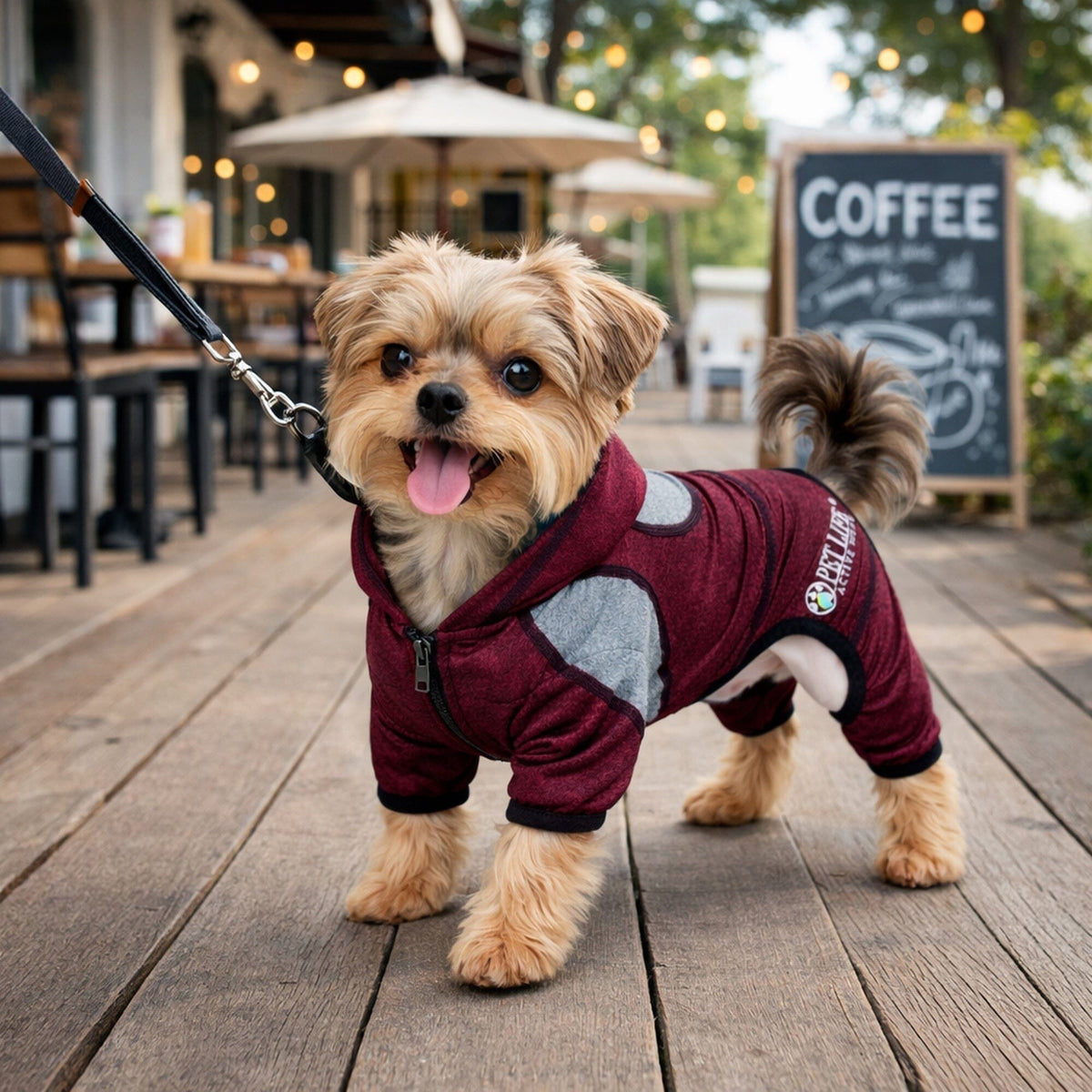 Pet Life Active Fur-Breeze Medium-weight 4-Way-Stretch Full Body Hooded Dog Yoga sweater | HT Animal Supply