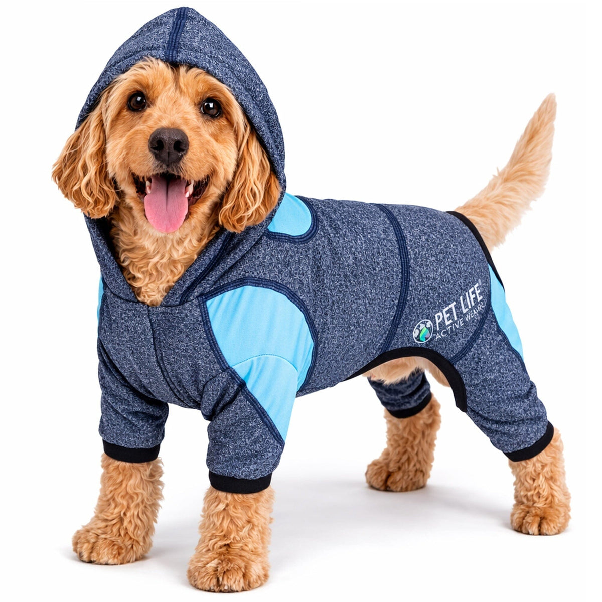 Pet Life Active Fur-Breeze Medium-weight 4-Way-Stretch Full Body Hooded Dog Yoga sweater | HT Animal Supply