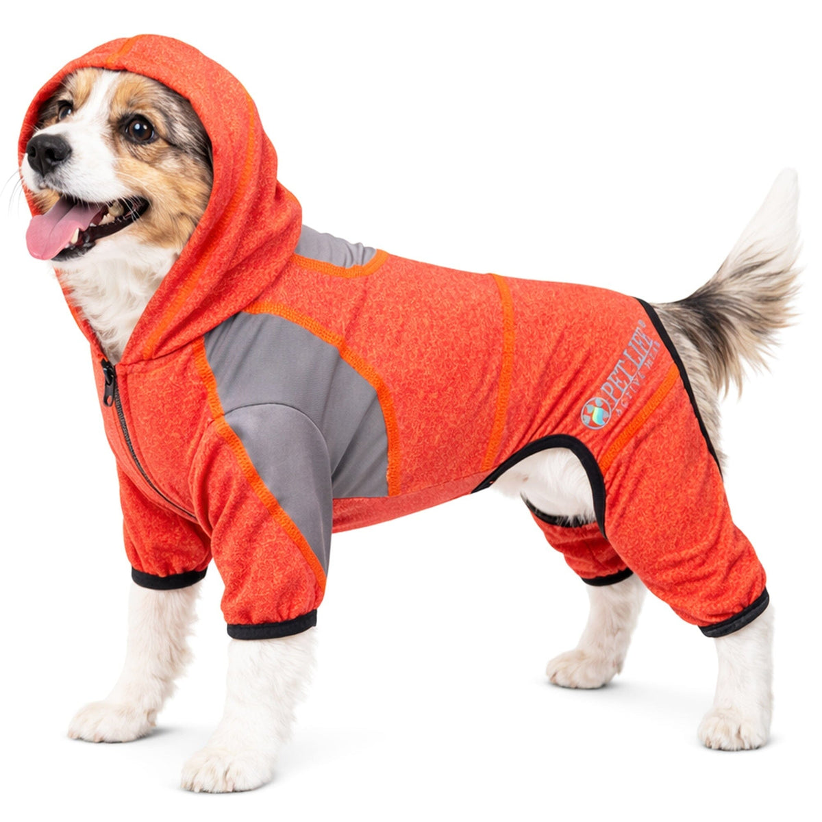 Pet Life Active Fur-Breeze Medium-weight 4-Way-Stretch Full Body Hooded Dog Yoga sweater | HT Animal Supply