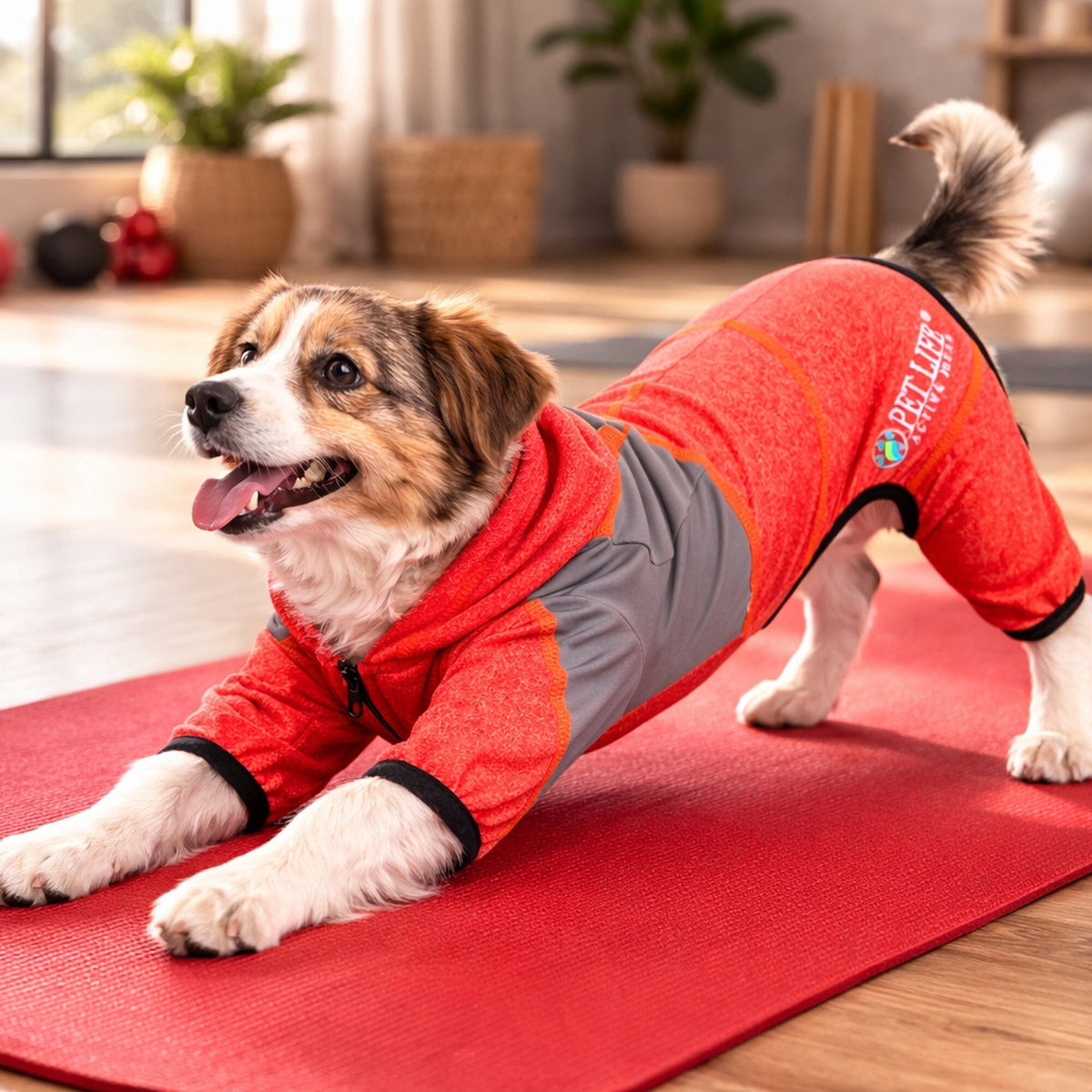 Pet Life Active Fur-Breeze Medium-weight 4-Way-Stretch Full Body Hooded Dog Yoga sweater | HT Animal Supply