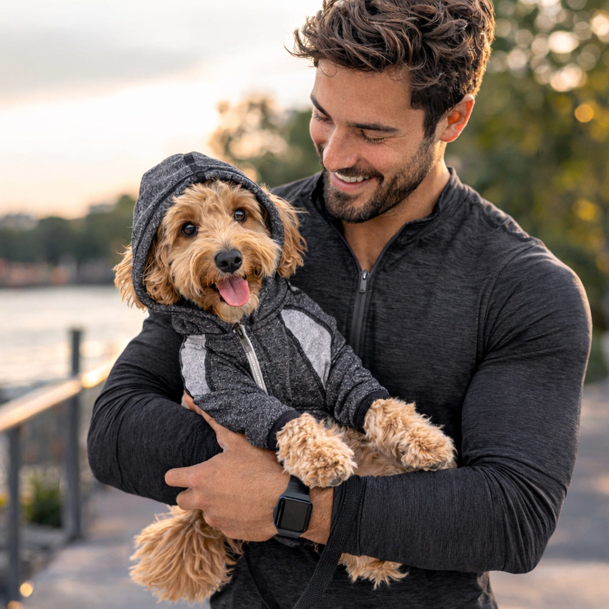 Pet Life Active Fur-Breeze Medium-weight 4-Way-Stretch Full Body Hooded Dog Yoga sweater | HT Animal Supply