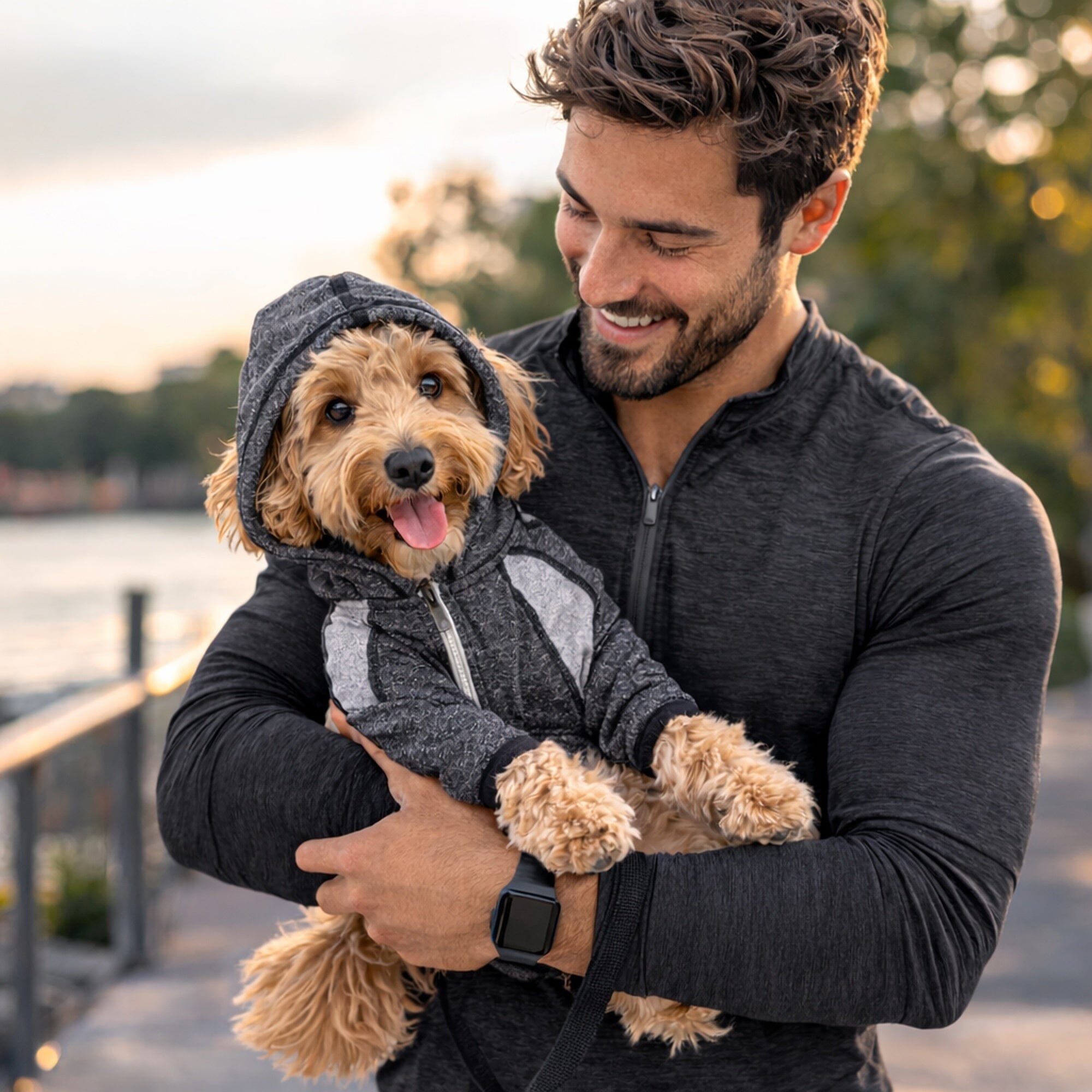 Pet Life Active Fur-Breeze Medium-weight 4-Way-Stretch Full Body Hooded Dog Yoga sweater | HT Animal Supply