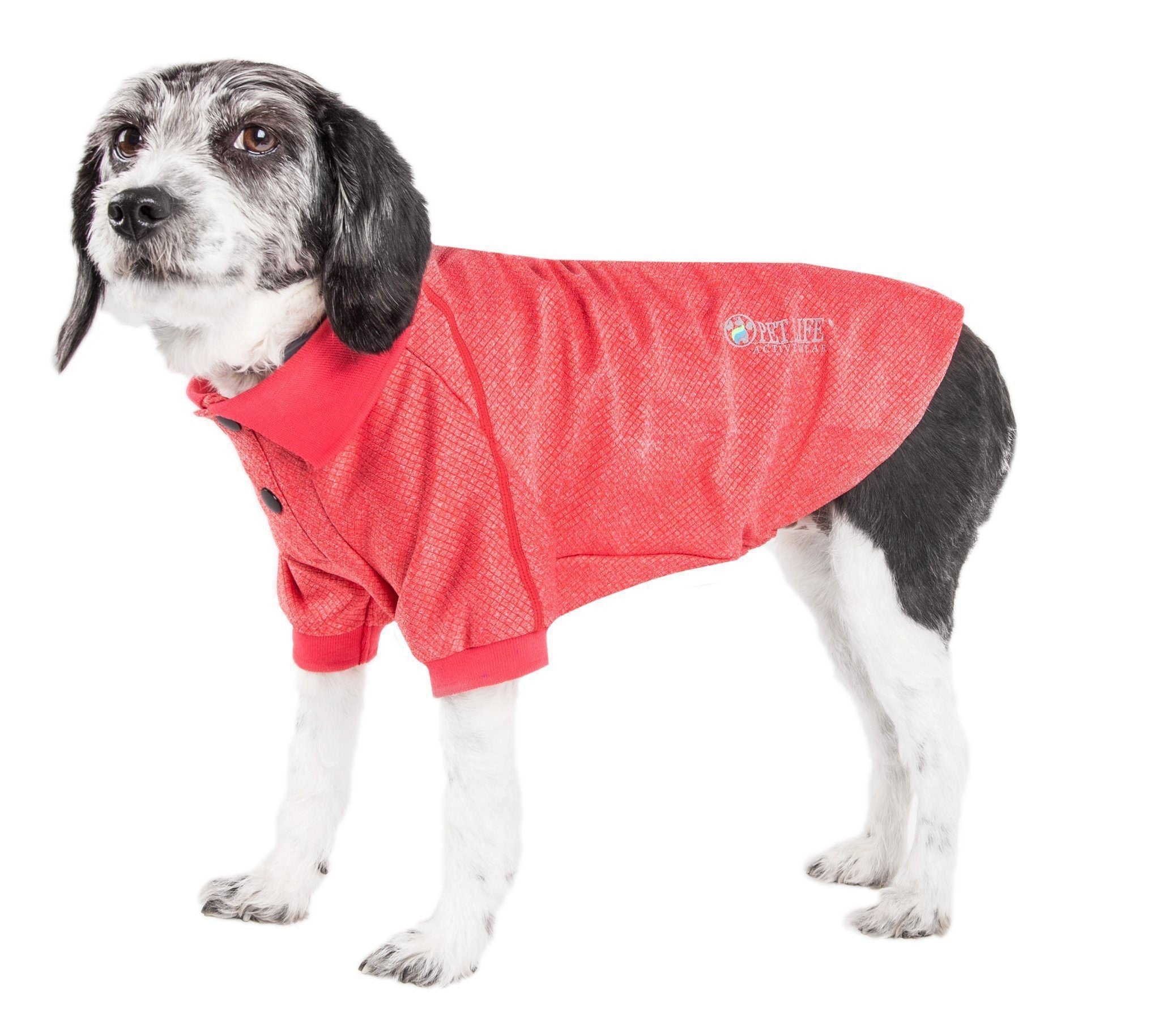 Pet Life Active Fur-Flex Stretch and Quick-Dry Anti-Odor Fitness Yoga Dog Polo T-Shirt