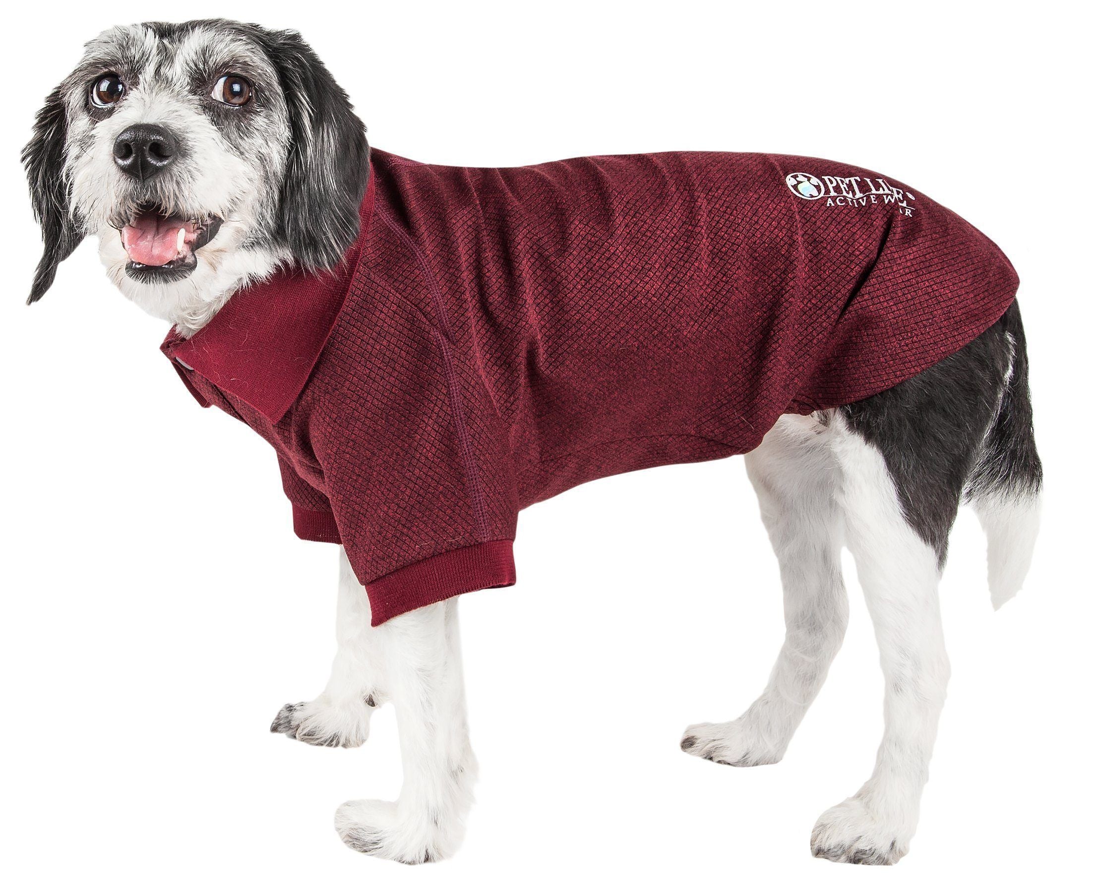Pet Life Active Fur-Flex Stretch and Quick-Dry Anti-Odor Fitness Yoga Dog Polo T-Shirt