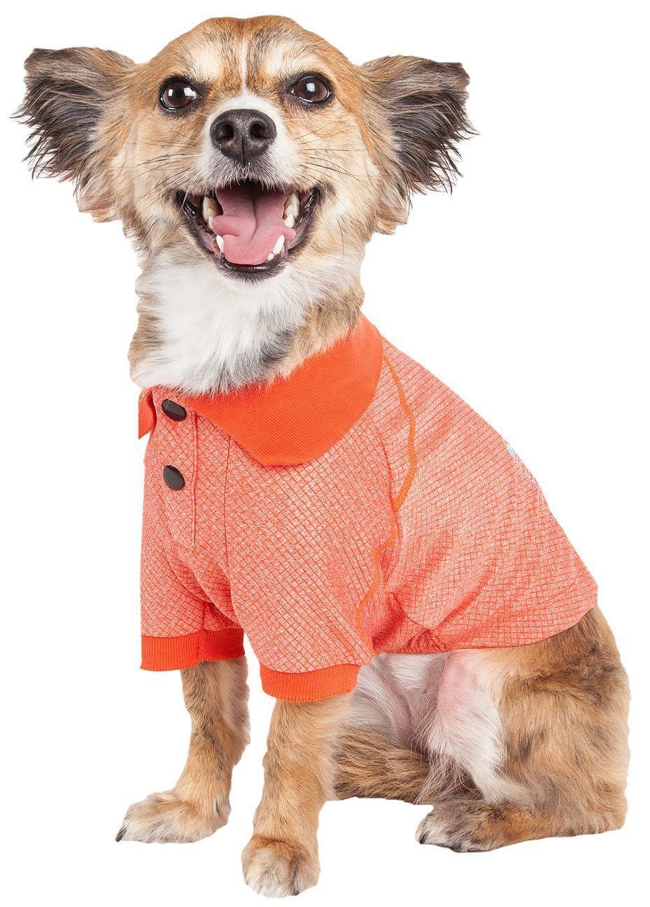Pet Life Active Fur-Flex Stretch and Quick-Dry Anti-Odor Fitness Yoga Dog Polo T-Shirt