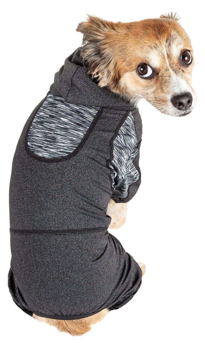 Pet Life ® Active Pawsterity Mediumweight 4-Way-Stretch Yoga Fitness Dog Tracksuit Hoodie