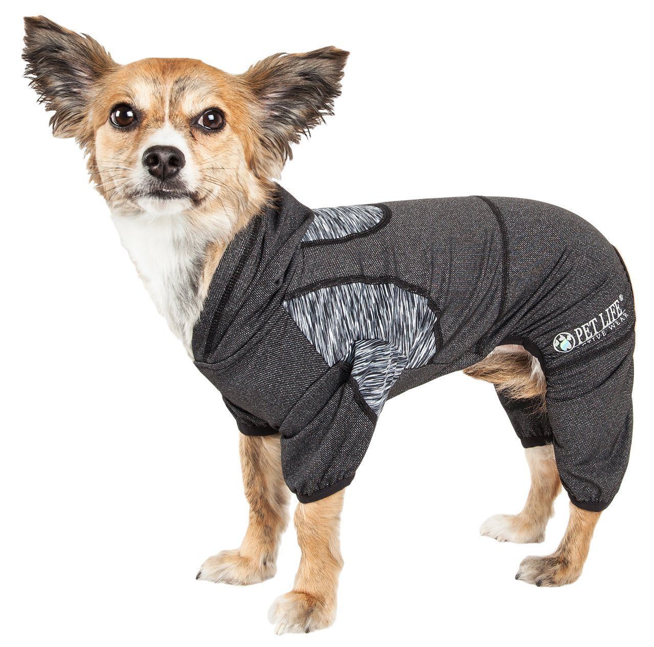 Pet Life ® Active Pawsterity Mediumweight 4-Way-Stretch Yoga Fitness Dog Tracksuit Hoodie