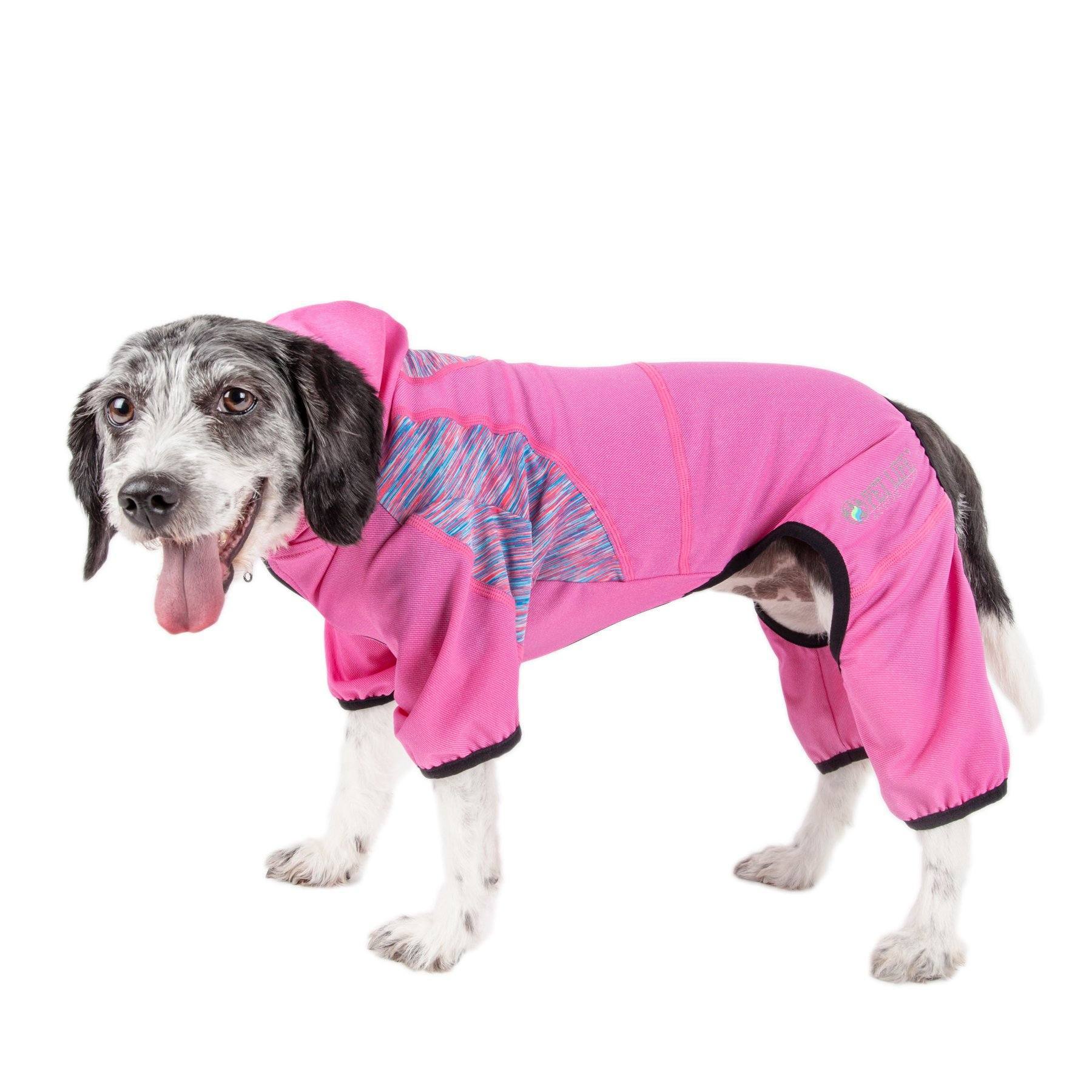 Pet Life Active Pawsterity Mediumweight 4-Way-Stretch Yoga Fitness Dog Tracksuit Hoodie