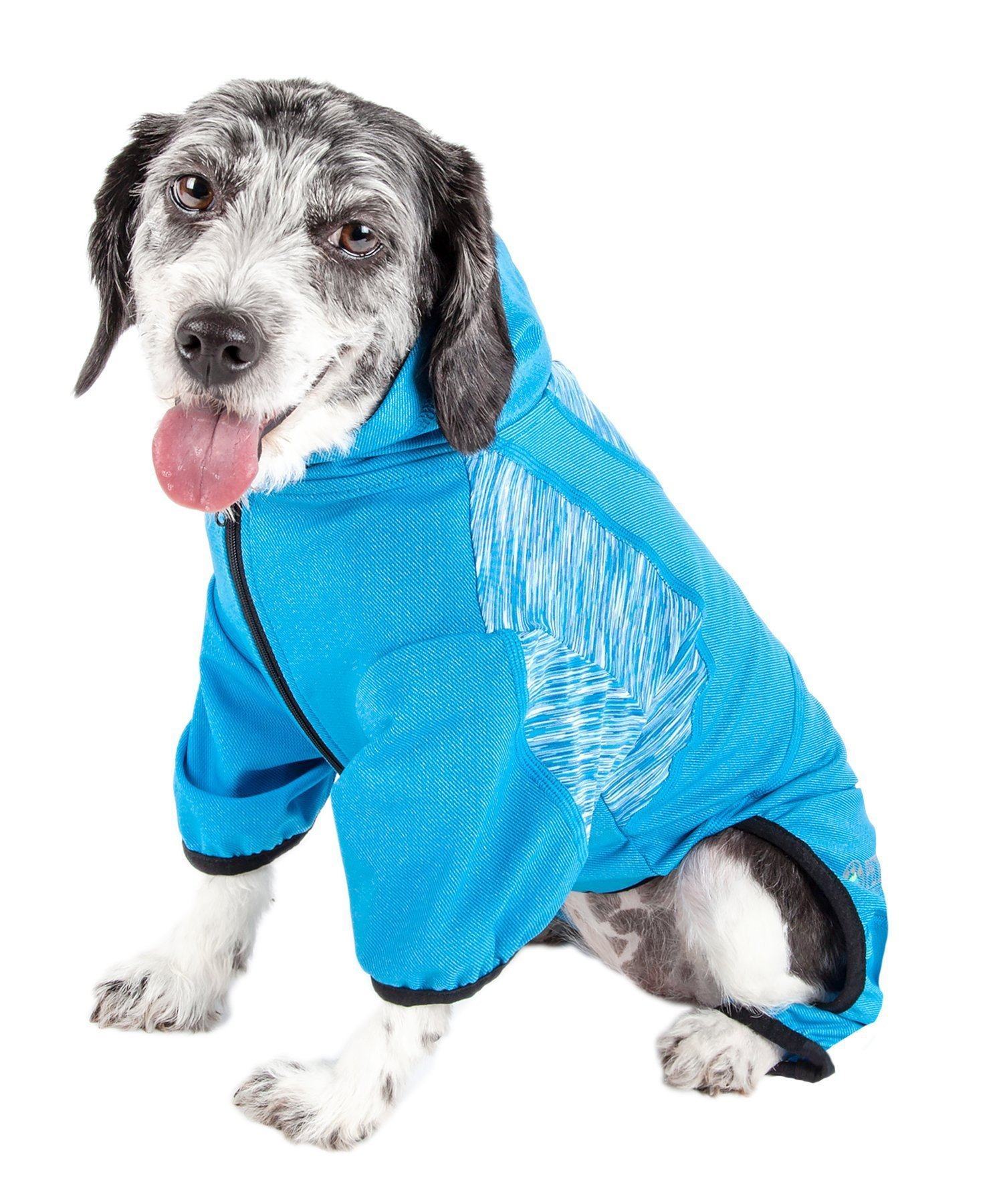 Pet Life Active Pawsterity Mediumweight 4-Way-Stretch Yoga Fitness Dog Tracksuit Hoodie