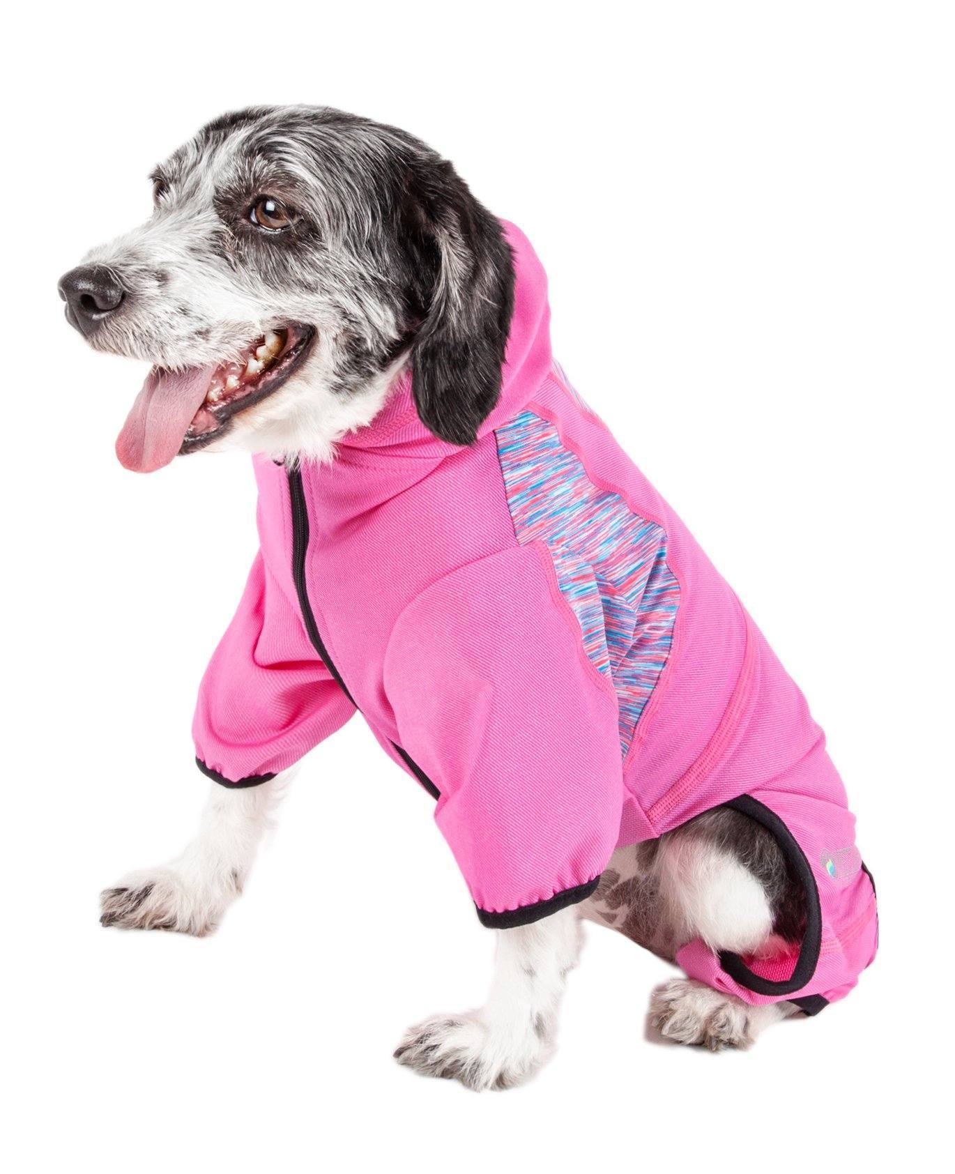 Pet Life Active Pawsterity Mediumweight 4-Way-Stretch Yoga Fitness Dog Tracksuit Hoodie