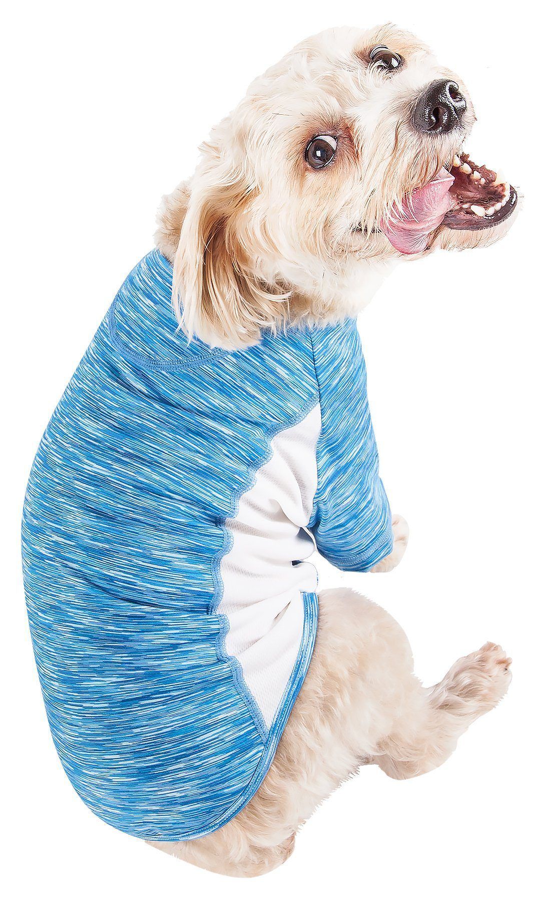 Pet Life ® Active Warf Speed Heathered Ultra-Stretch Yoga Fitness Dog T-Shirt