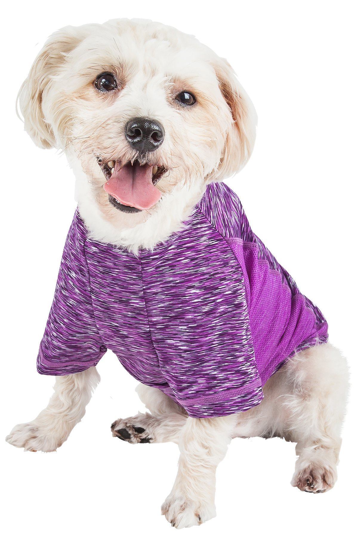 Pet Life ® Active Warf Speed Heathered Ultra-Stretch Yoga Fitness Dog T-Shirt